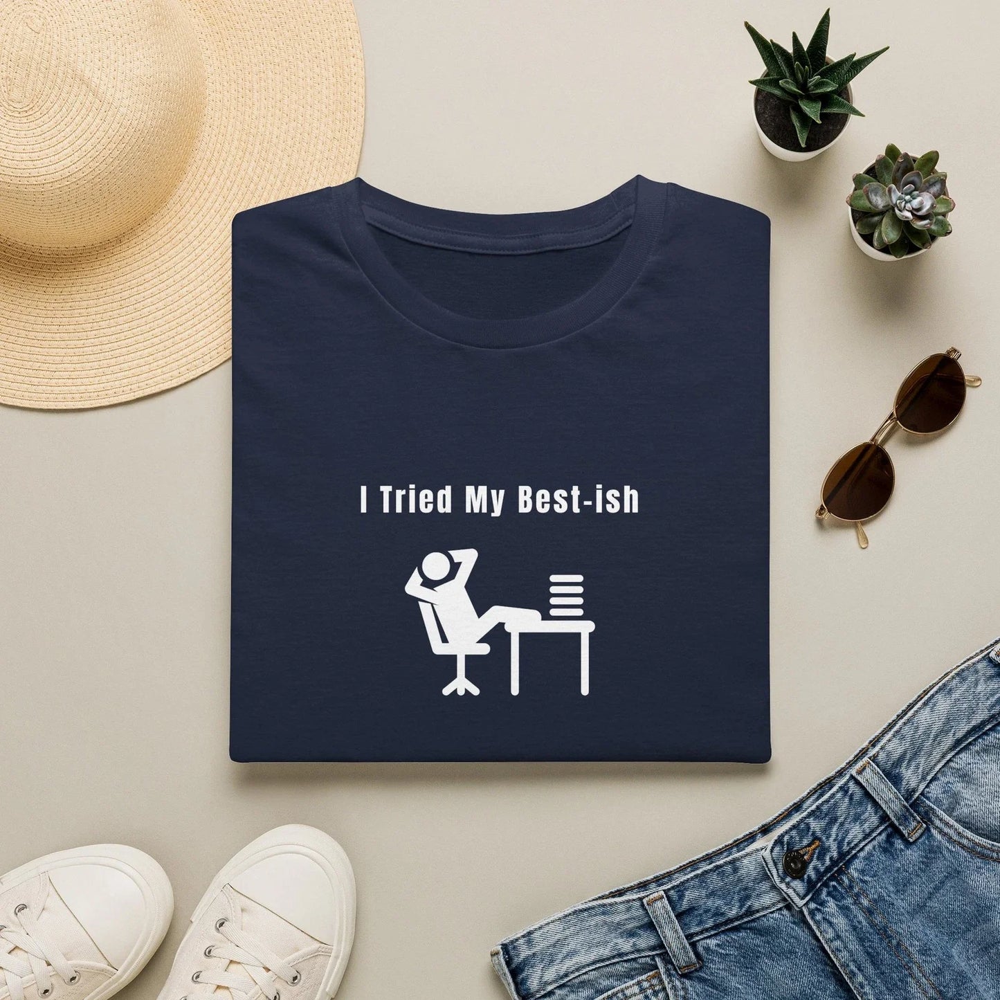 I Tried My Best-ish T-Shirt | Funny Lazy Office Graphic Tee Unisex T-shirt, Sweatshirt, Hoodie, Long Sleeve Tee - T-Shirt, Sweatshirt, Hoodie