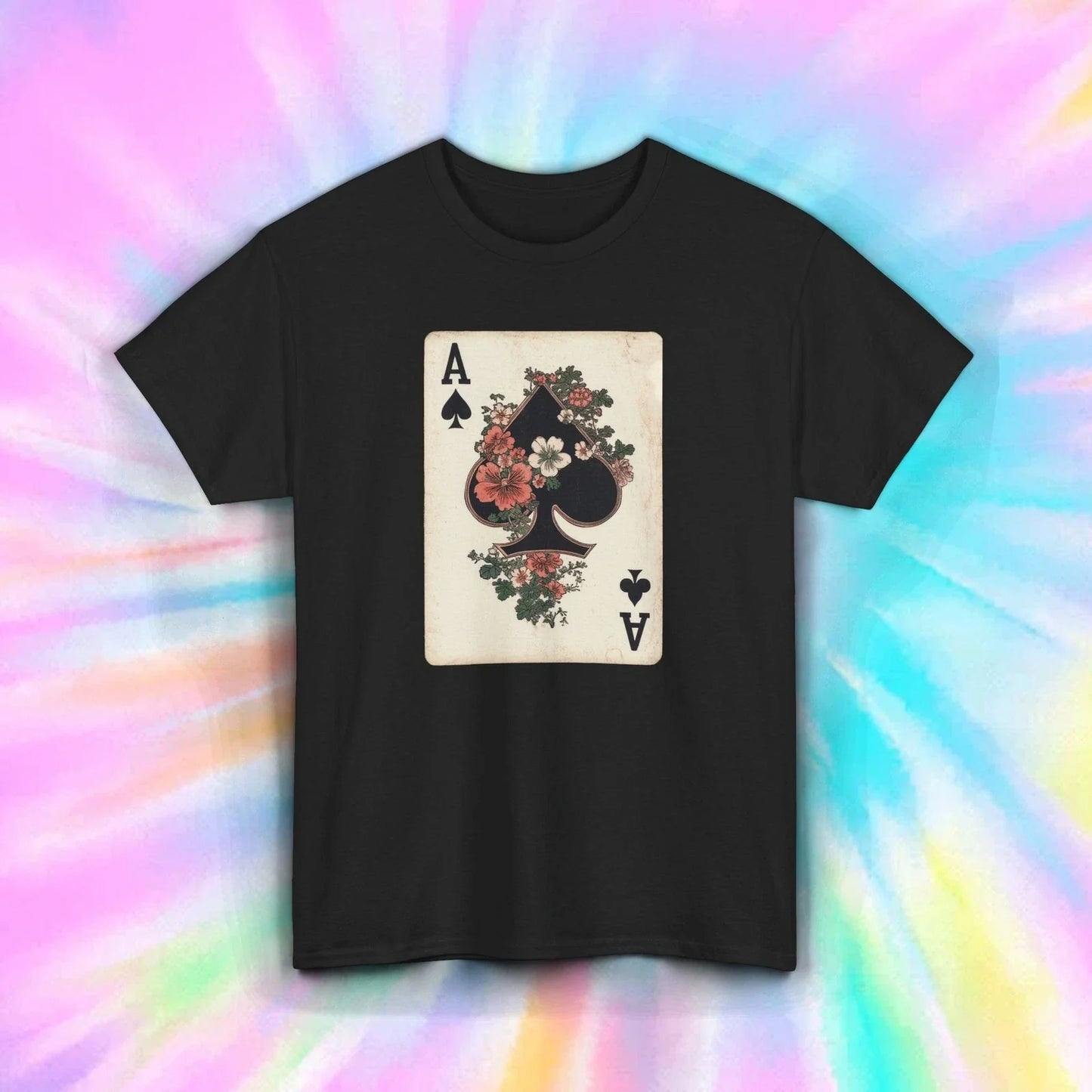 Ace of Spades Shirt Floral Playing Card Poker Graphic Tee S-5XL Unisex T-shirt, Sweatshirt, Hoodie, Long Sleeve Tee - T-Shirt, Sweatshirt, Hoodie