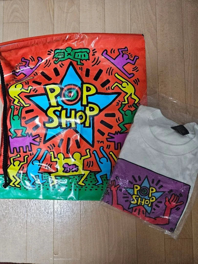 1980s Keith Haring Pop Shop T Shirt With Bag Vintage NYC Art Rare Deadstock L JP Unisex T-shirt, Sweatshirt, Hoodie, Long Sleeve Tee - T-Shirt, Sweatshirt, Hoodie