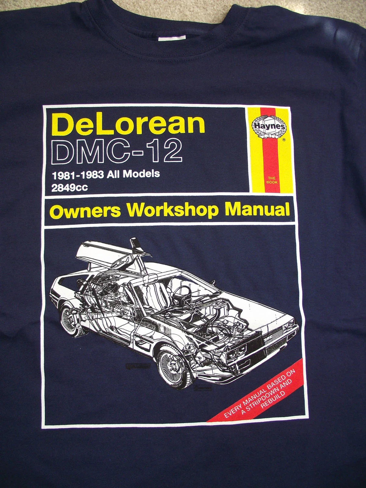 DeLorean DMC-12, BTTF Car 'Haynes' Manual Cut-away Drawing T-Shirts, Inc Childs Unisex T-shirt, Sweatshirt, Hoodie, Long Sleeve Tee - T-Shirt, Sweatshirt, Hoodie