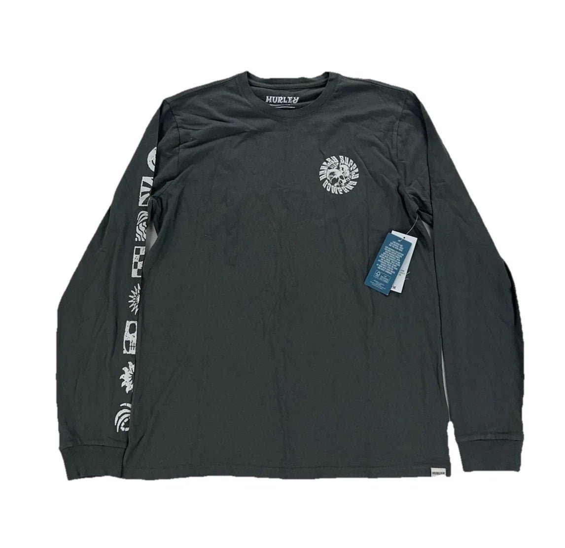 NEW Hurley Naturals Skull Mandala Long Sleeve Mens T Shirt Tee Surf Gray Unisex T-shirt, Sweatshirt, Hoodie, Long Sleeve Tee - T-Shirt, Sweatshirt, Hoodie