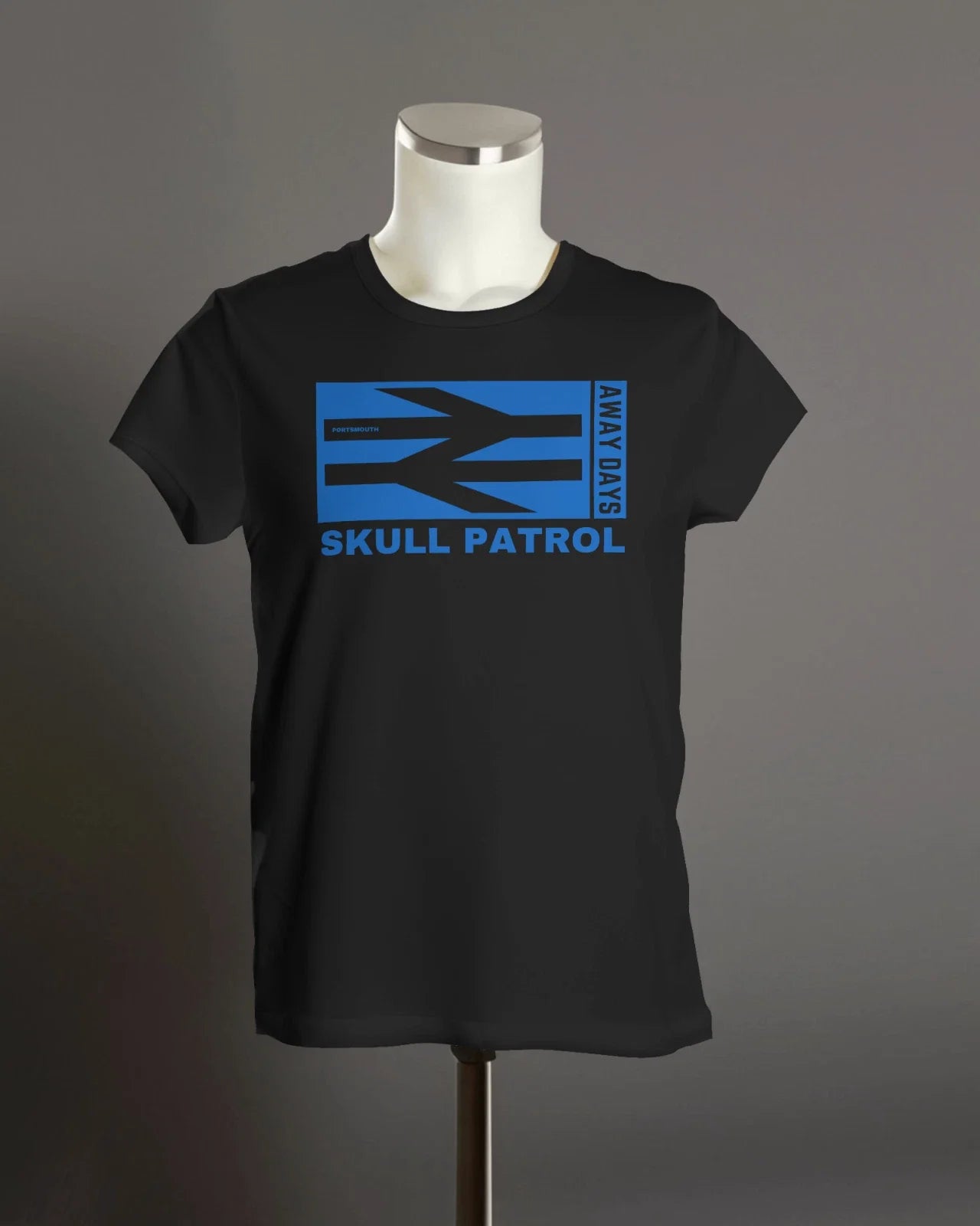 SKULL PATROL Away Days T-Shirt | Hooligan Firm Fratton Park Hampshire 6.57 Unisex T-shirt, Sweatshirt, Hoodie, Long Sleeve Tee - T-Shirt, Sweatshirt, Hoodie