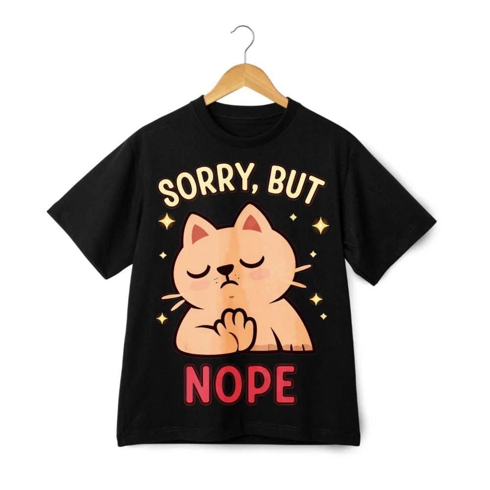 Sorry But Nope Cat Print T-Shirt, Funny Sassy Casual Tee Unisex T-shirt, Sweatshirt, Hoodie, Long Sleeve Tee - T-Shirt, Sweatshirt, Hoodie