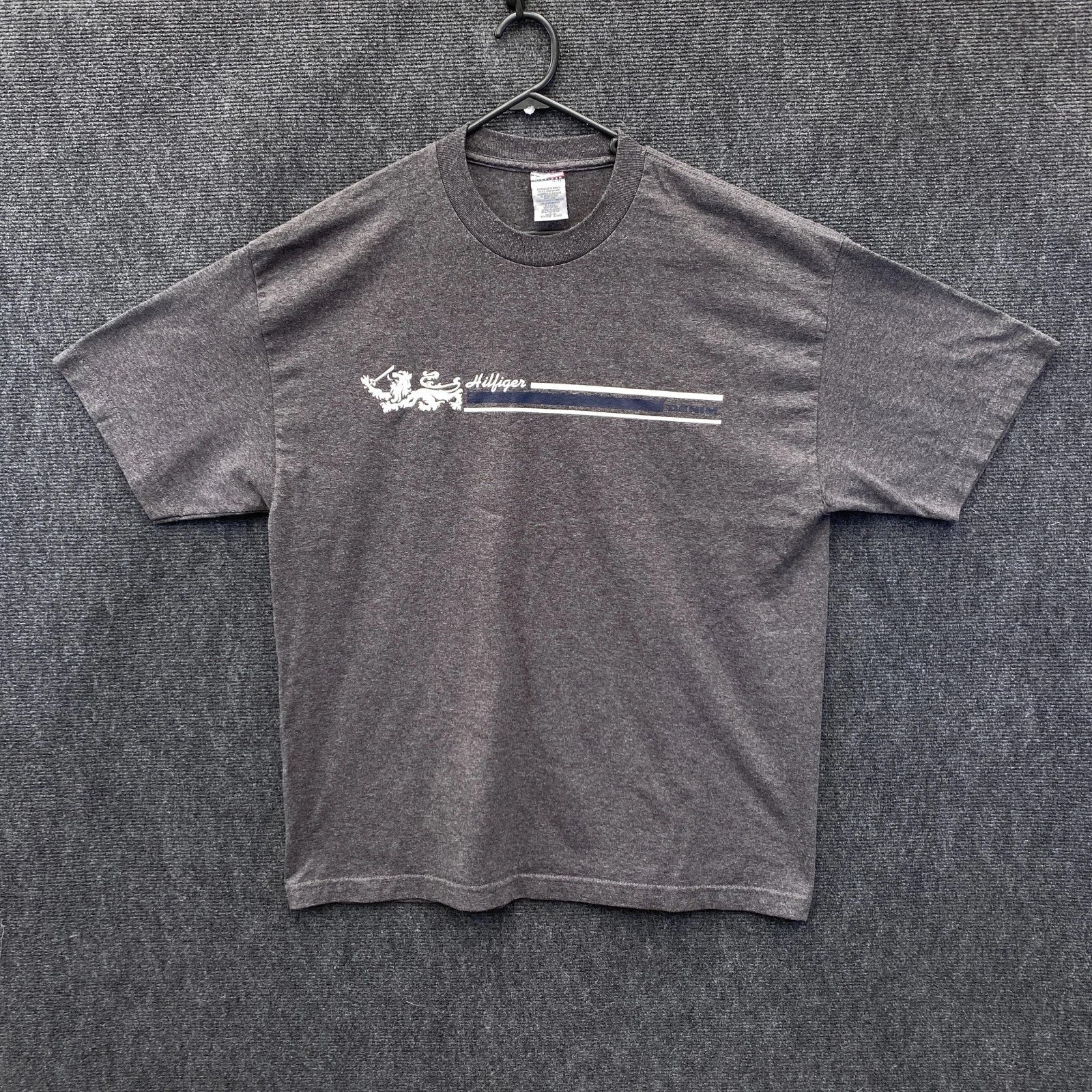 Vintage Tommy Hilfiger Mens XL Short Sleeve T-Shirt Grey Marle Graphic Lion Tee Unisex T-shirt, Sweatshirt, Hoodie, Long Sleeve Tee - T-Shirt, Sweatshirt, Hoodie