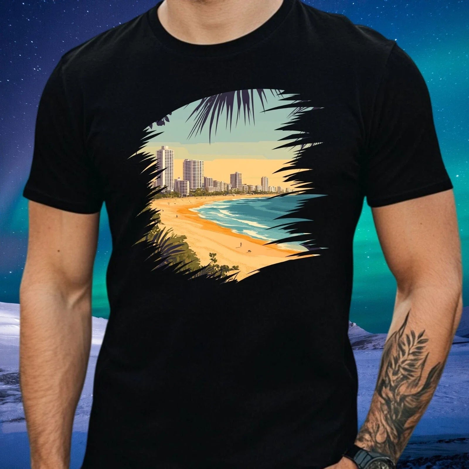 Mens Coolangatta Print Cotton Beach T-Shirt Size XS to 5XL Unisex T-shirt, Sweatshirt, Hoodie, Long Sleeve Tee - T-Shirt, Sweatshirt, Hoodie