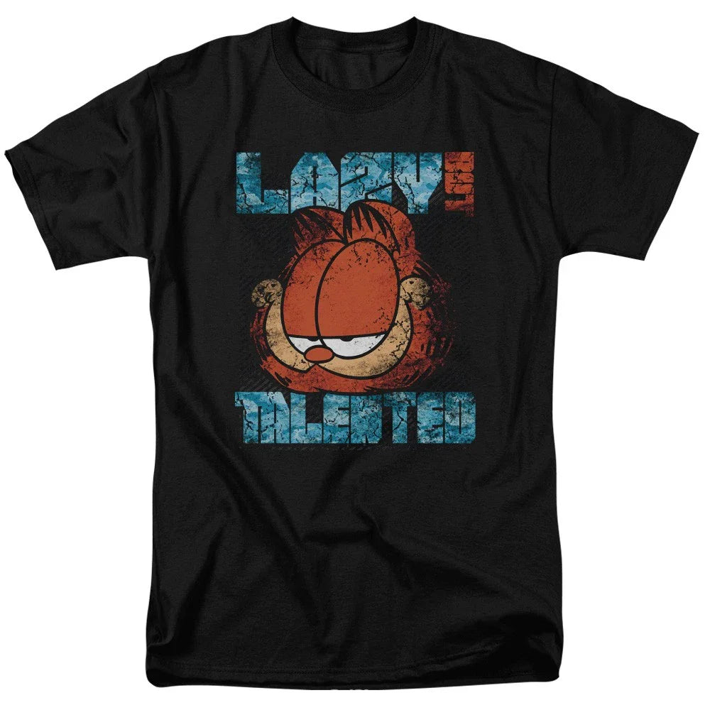 Garfield - Lazy But Talented Distressed - Adult Unisex T-Shirt - Black Unisex T-shirt, Sweatshirt, Hoodie, Long Sleeve Tee - T-Shirt, Sweatshirt, Hoodie