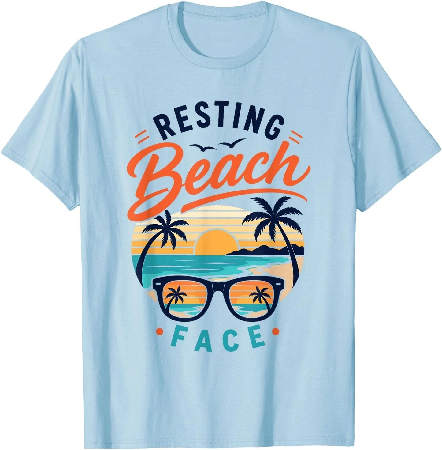 Resting Beach Face Retro Sunset Tropical Vacation T-Shirt Unisex T-shirt, Sweatshirt, Hoodie, Long Sleeve Tee - T-Shirt, Sweatshirt, Hoodie