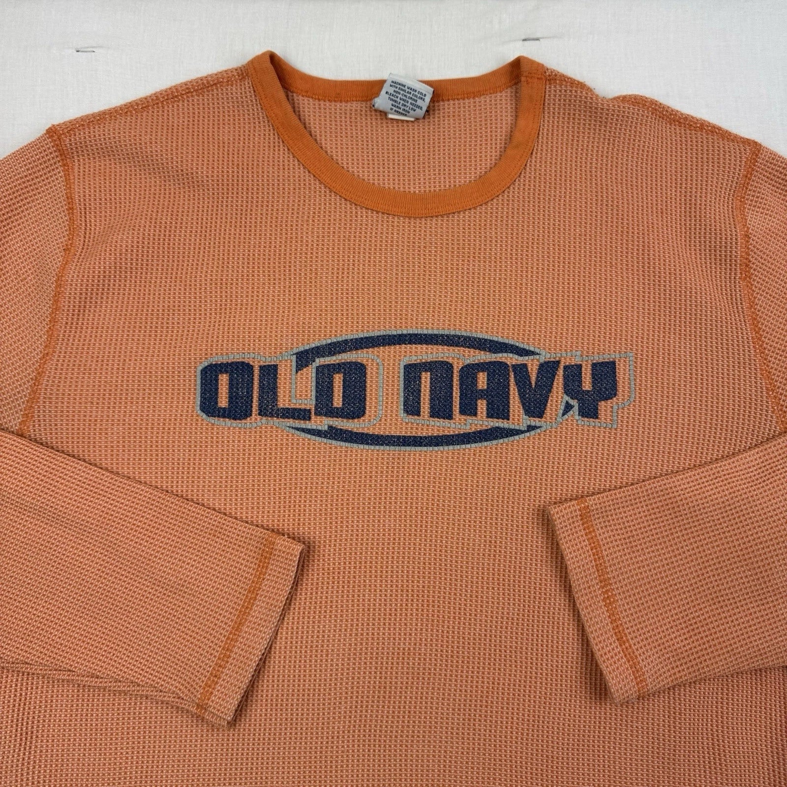 Vintage Old Navy Thermal Shirt Adult XL Orange Spellout Grunge Hipster Y2K Unisex T-shirt, Sweatshirt, Hoodie, Long Sleeve Tee - T-Shirt, Sweatshirt, Hoodie
