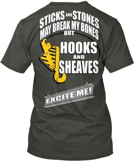Crane Rigger Hooks Sheaves Left Chest T-Shirt Made in the USA Size S to 5XL Unisex T-shirt, Sweatshirt, Hoodie, Long Sleeve Tee - T-Shirt, Sweatshirt, Hoodie