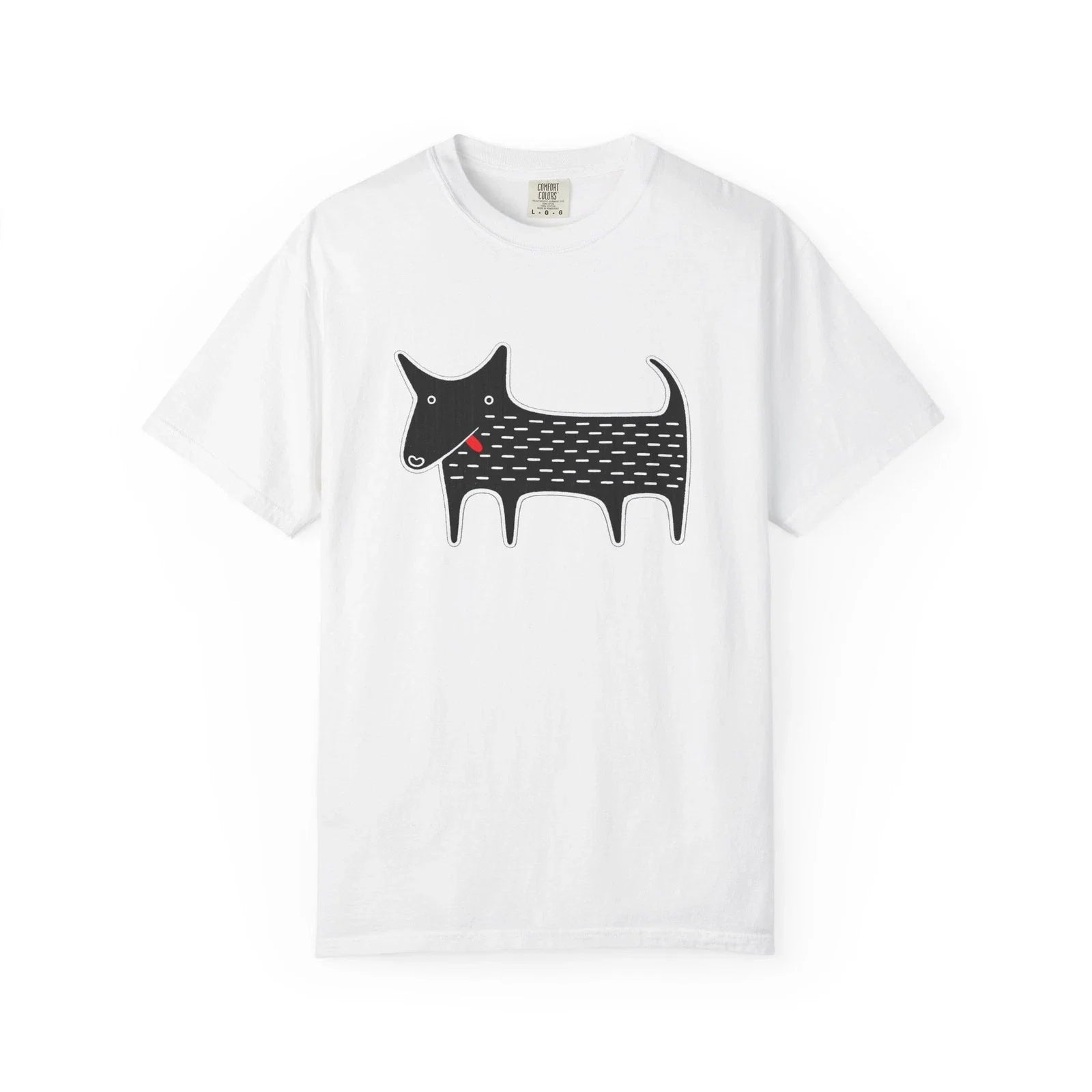 Dog T-Shirt I Kawaii Black Folk Art Dog T-shirt | Minimalist Cartoon Pup Design Unisex T-shirt, Sweatshirt, Hoodie, Long Sleeve Tee - T-Shirt, Sweatshirt, Hoodie