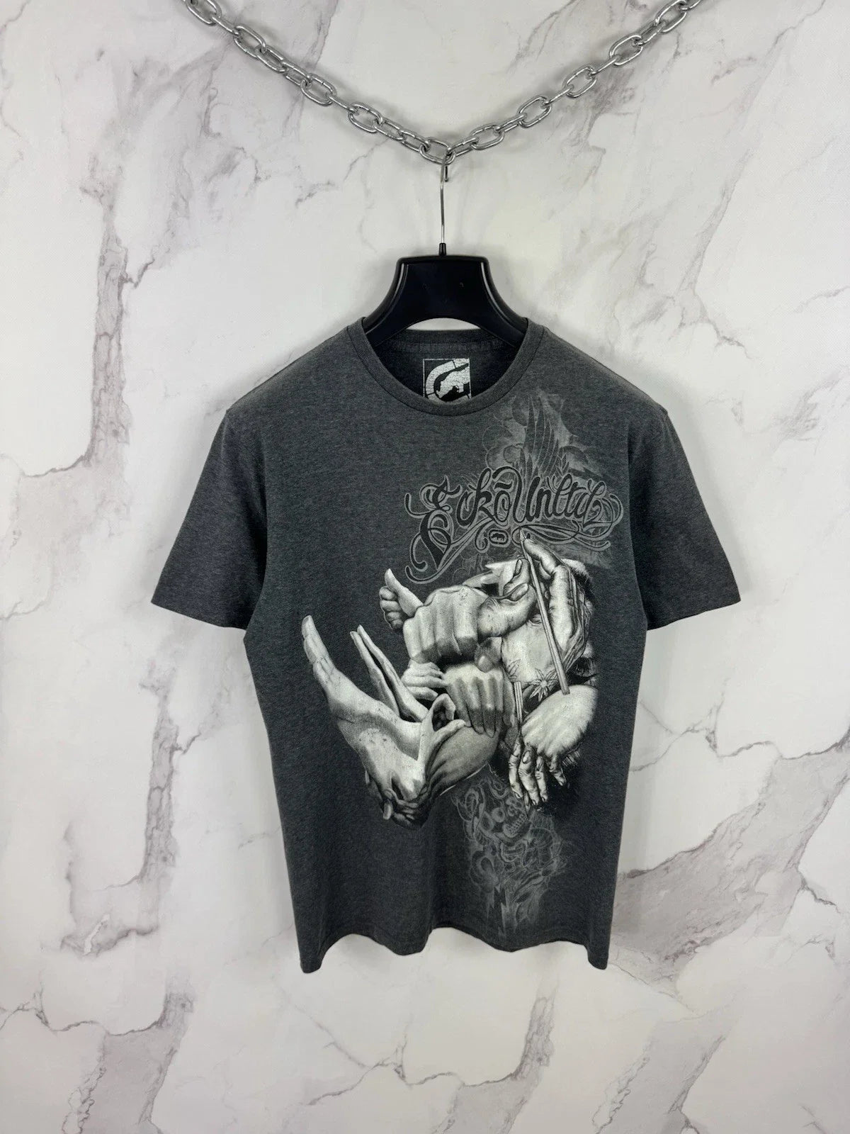 Ecko Unltd Street Graphic T-Shirt Hand Sign Artwork Y2K Size M Unisex T-shirt, Sweatshirt, Hoodie, Long Sleeve Tee - T-Shirt, Sweatshirt, Hoodie