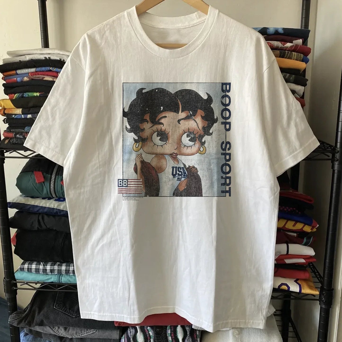 90s Betty Boop Sport Promo T-Shirt White S Unisex T-shirt, Sweatshirt, Hoodie, Long Sleeve Tee - T-Shirt, Sweatshirt, Hoodie