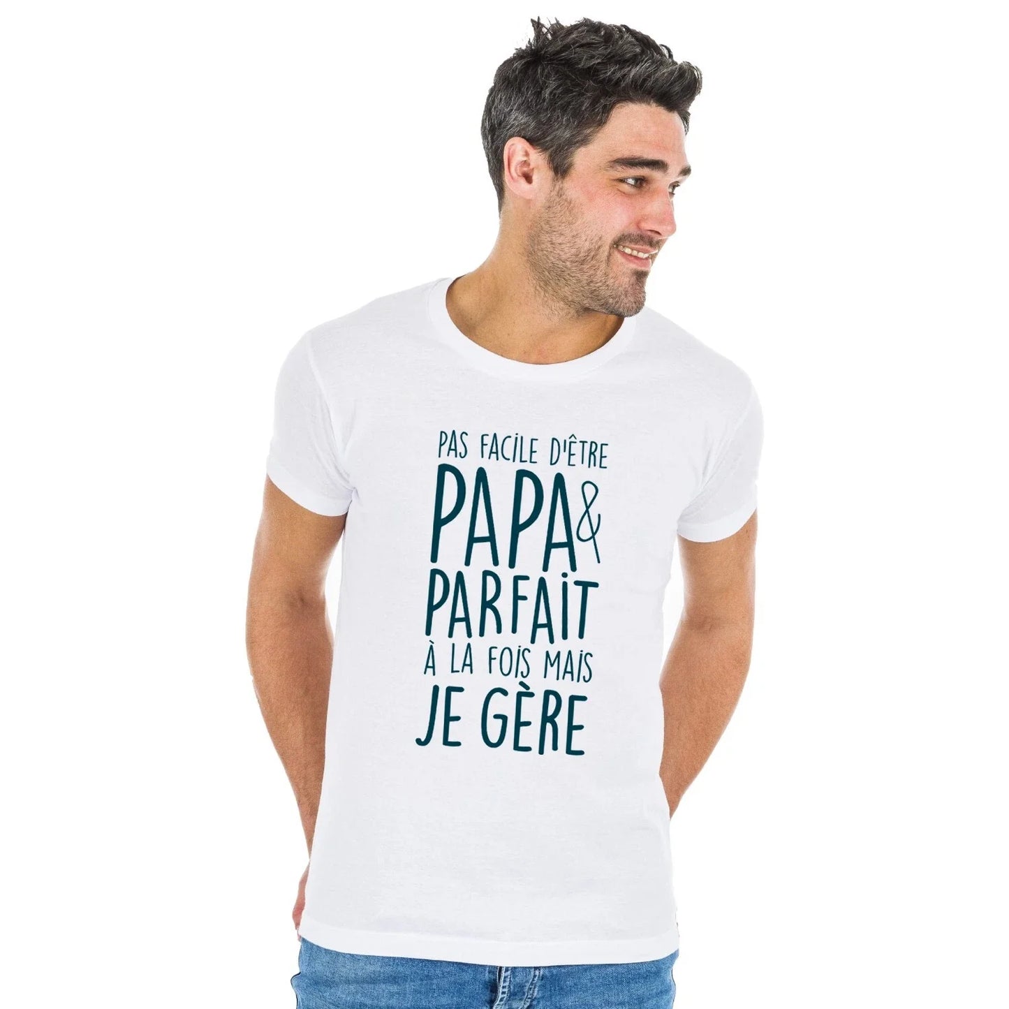 Men's Short Sleeve T-Shirt White, NOT EASY BEING DAD AND PERFECT AT Unisex T-shirt, Sweatshirt, Hoodie, Long Sleeve Tee - T-Shirt, Sweatshirt, Hoodie