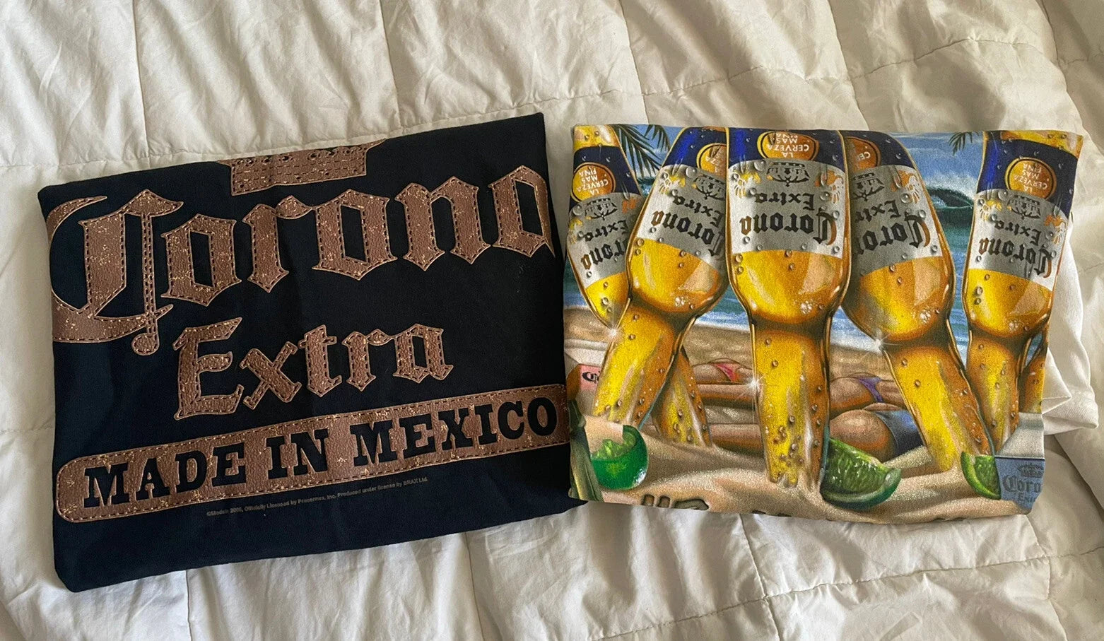 2 Corona Extra Shirt Mens XL White/Black Short Sleeve Beer Bottle NWT Unisex T-shirt, Sweatshirt, Hoodie, Long Sleeve Tee - T-Shirt, Sweatshirt, Hoodie