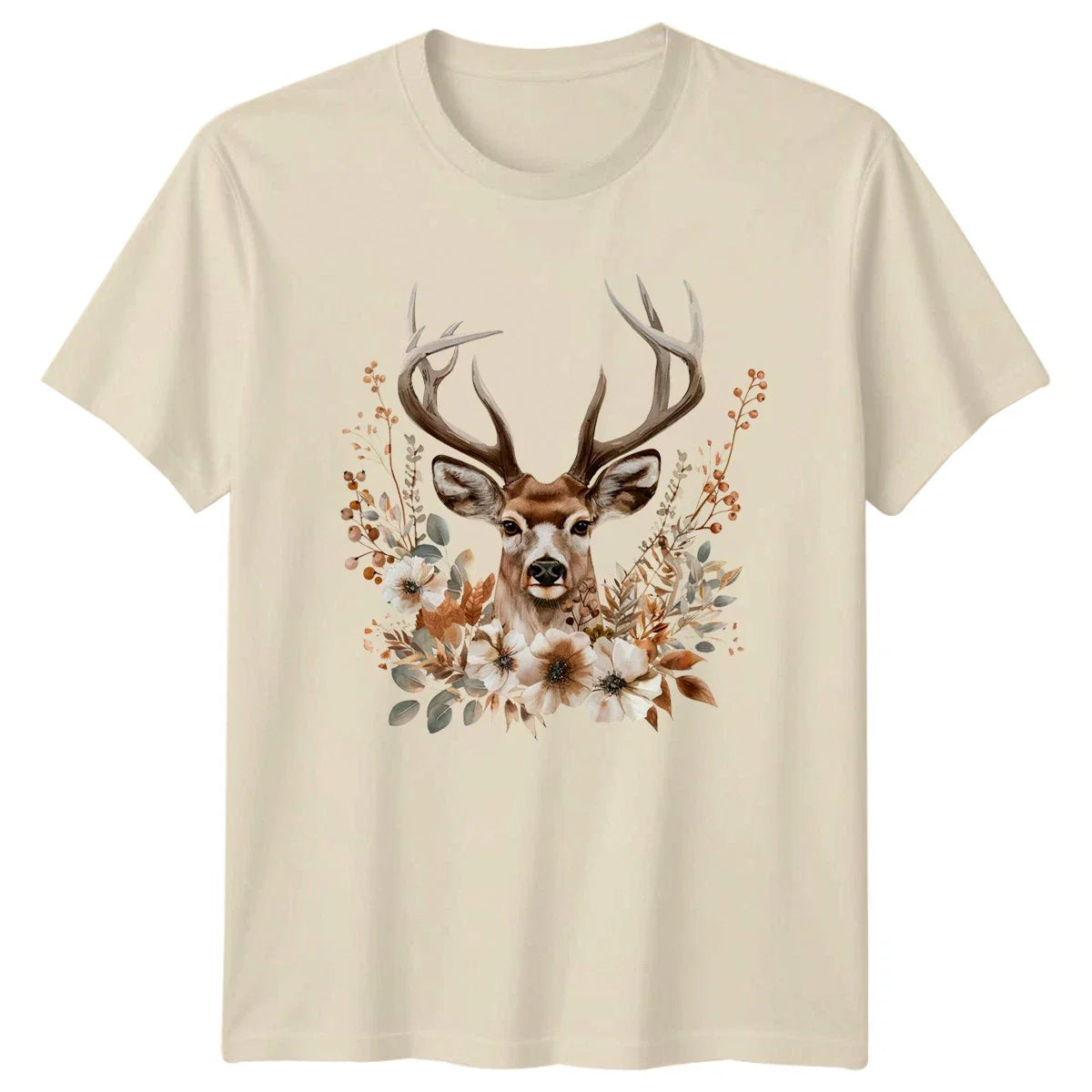 Boho Deer Floral T-Shirt Woodland Nature Gift For Him And Her Unisex T-shirt, Sweatshirt, Hoodie, Long Sleeve Tee - T-Shirt, Sweatshirt, Hoodie