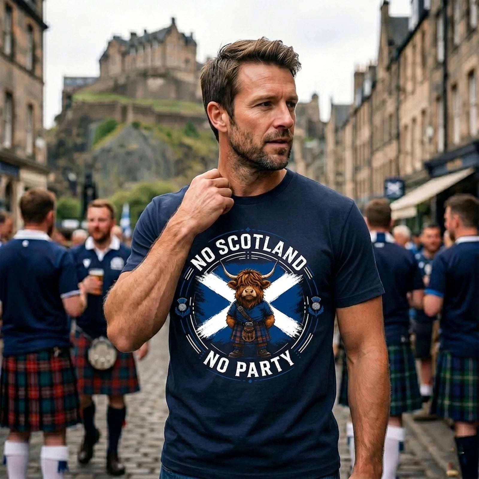No Scotland No Party Scottish Highland Cow Flag T-Shirt Unisex T-shirt, Sweatshirt, Hoodie, Long Sleeve Tee - T-Shirt, Sweatshirt, Hoodie