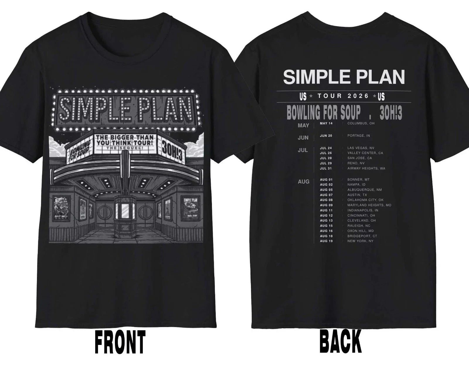 Simple Plan Tour 2026 North America T-Shirt Unisex T-shirt, Sweatshirt, Hoodie, Long Sleeve Tee - T-Shirt, Sweatshirt, Hoodie