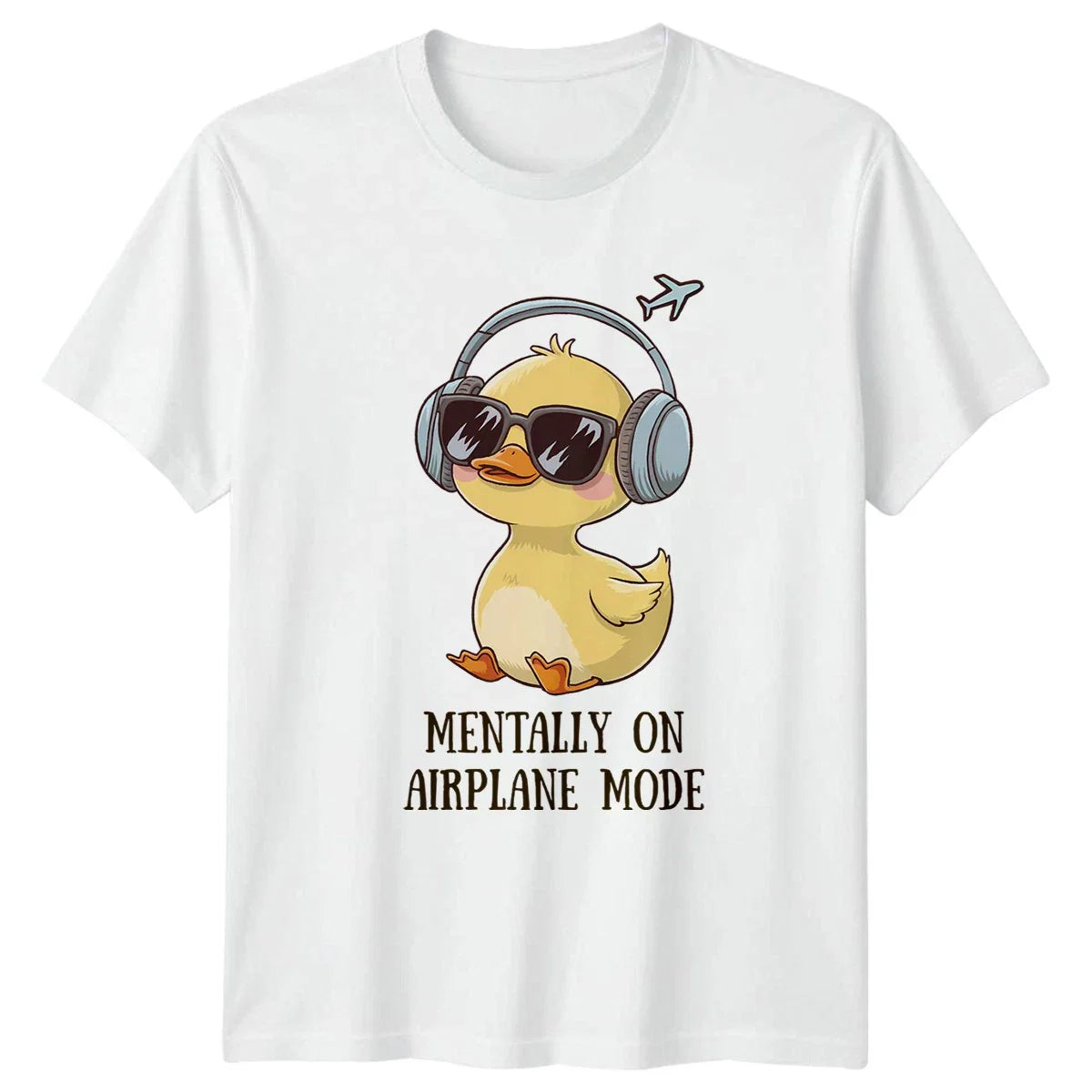 Mentally On Airplane Mode T-Shirt Introvert Duck Travel Novelty Birthday Gift Unisex T-shirt, Sweatshirt, Hoodie, Long Sleeve Tee - T-Shirt, Sweatshirt, Hoodie