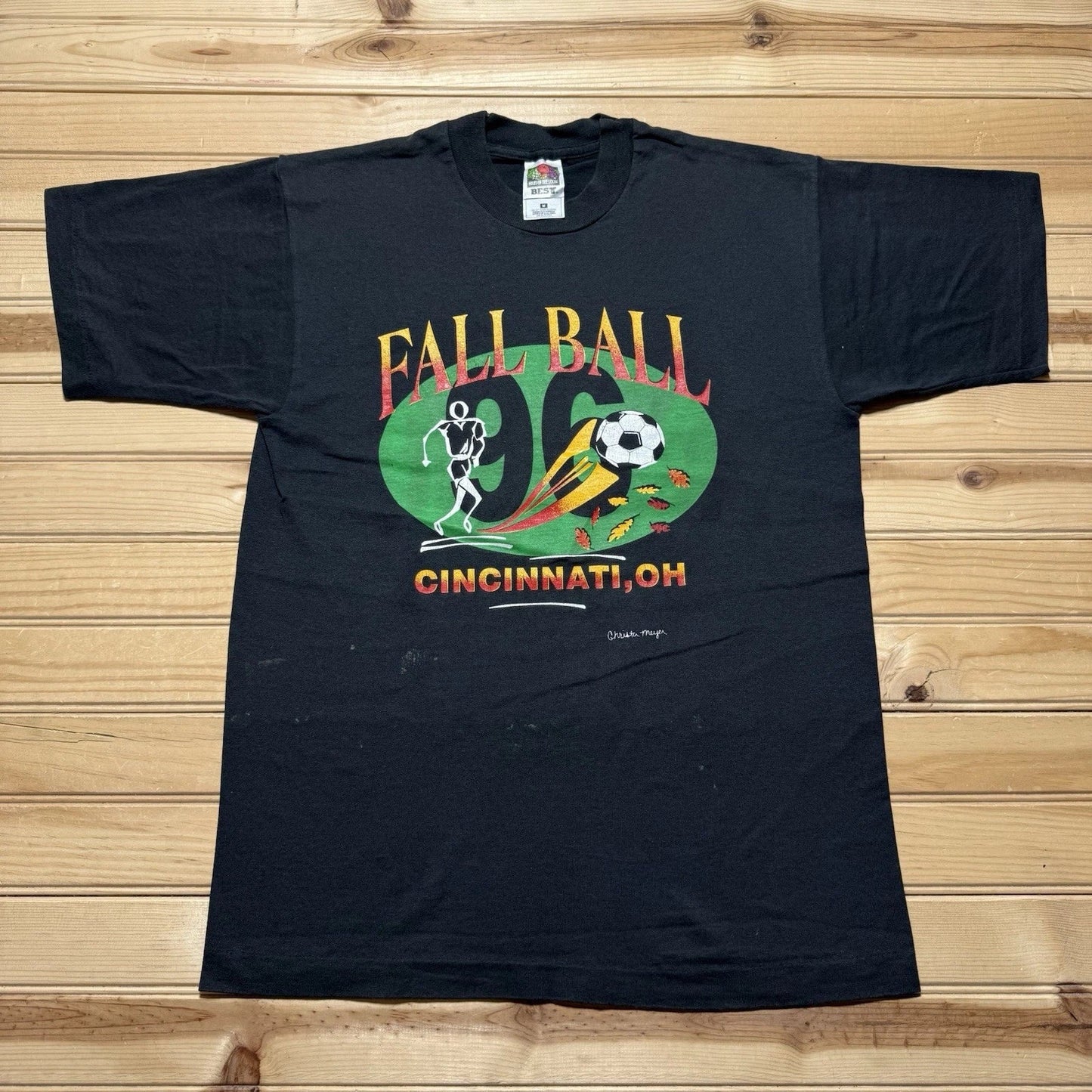 Vintage 90s 1996 Cincinnati Ohio Fall Ball Soccer Tournament Shirt Size Medium Unisex T-shirt, Sweatshirt, Hoodie, Long Sleeve Tee - T-Shirt, Sweatshirt, Hoodie