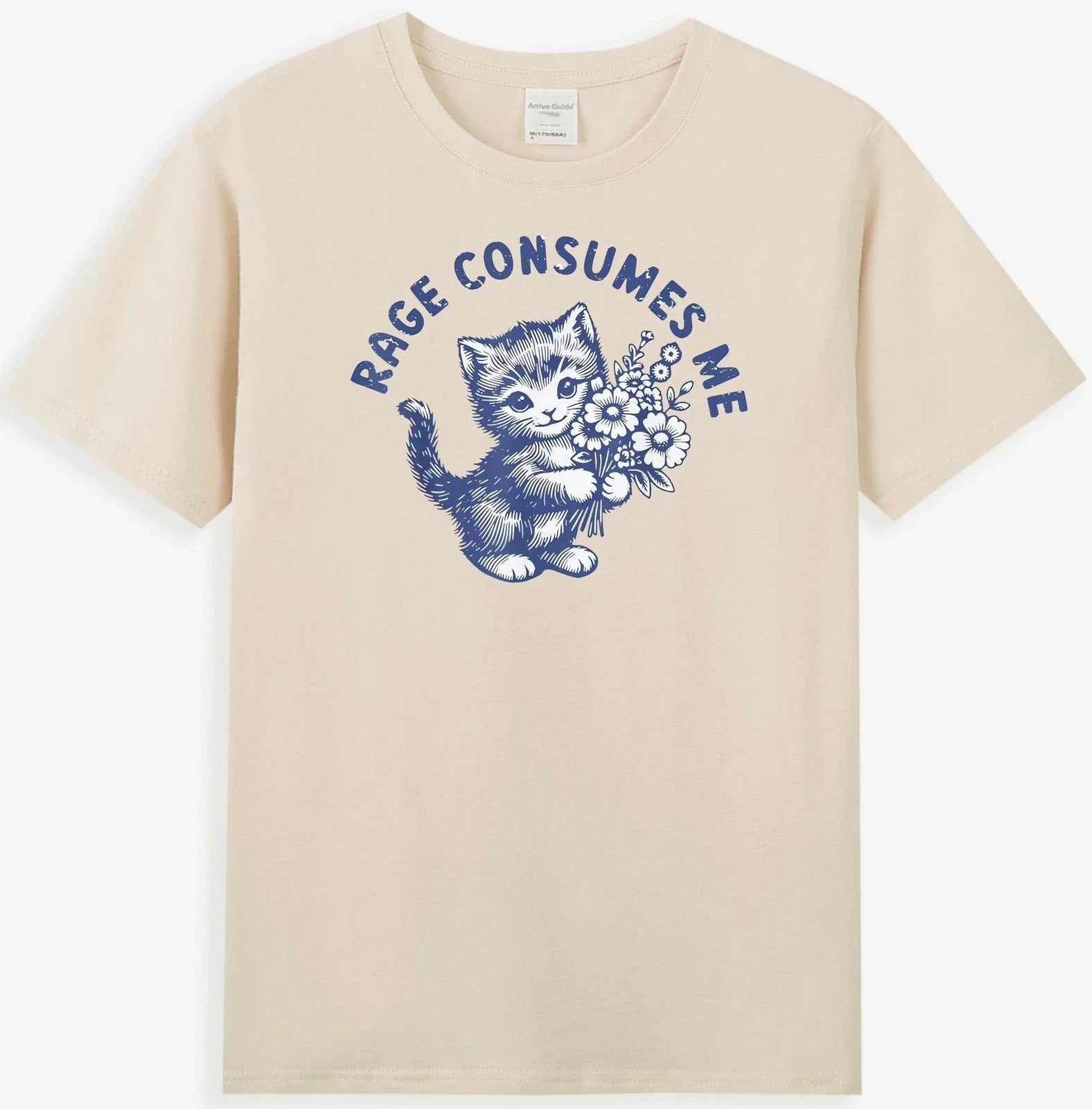Rage Consumes Me Funny Kitty Cat With Flower Graphic Men's T-Shirt Unisex T-shirt, Sweatshirt, Hoodie, Long Sleeve Tee - T-Shirt, Sweatshirt, Hoodie