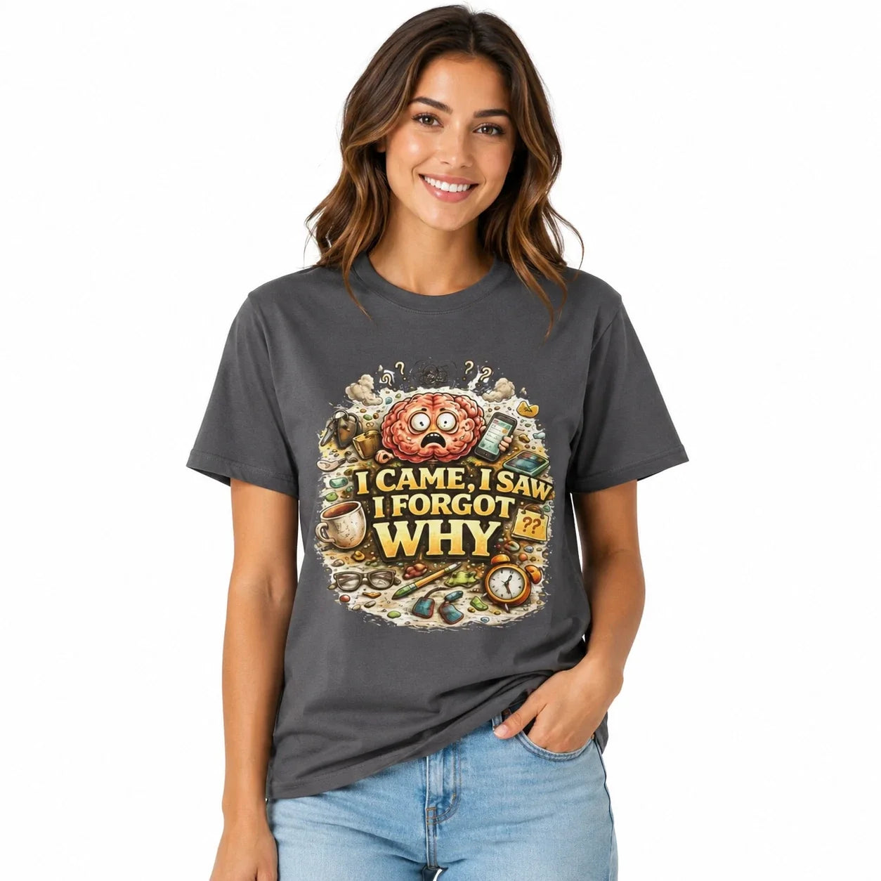 I Came I Saw I Forgot Why T-Shirt Funny Forgetful Brain Graphic Tee Unisex T-shirt, Sweatshirt, Hoodie, Long Sleeve Tee - T-Shirt, Sweatshirt, Hoodie