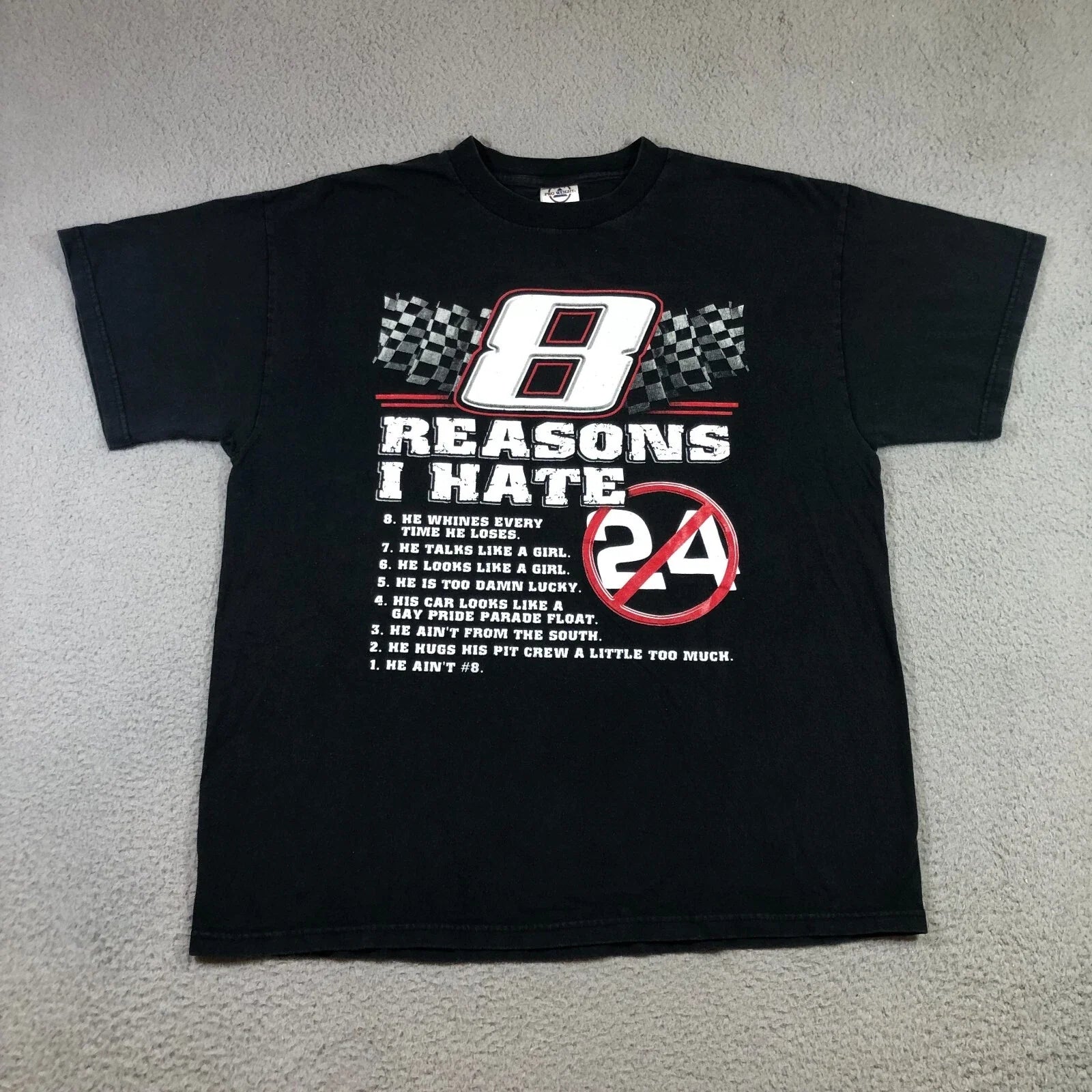 Nascar 8 Reasons I Hate 24 T shirt mens L Black y2k Unisex T-shirt, Sweatshirt, Hoodie, Long Sleeve Tee - T-Shirt, Sweatshirt, Hoodie