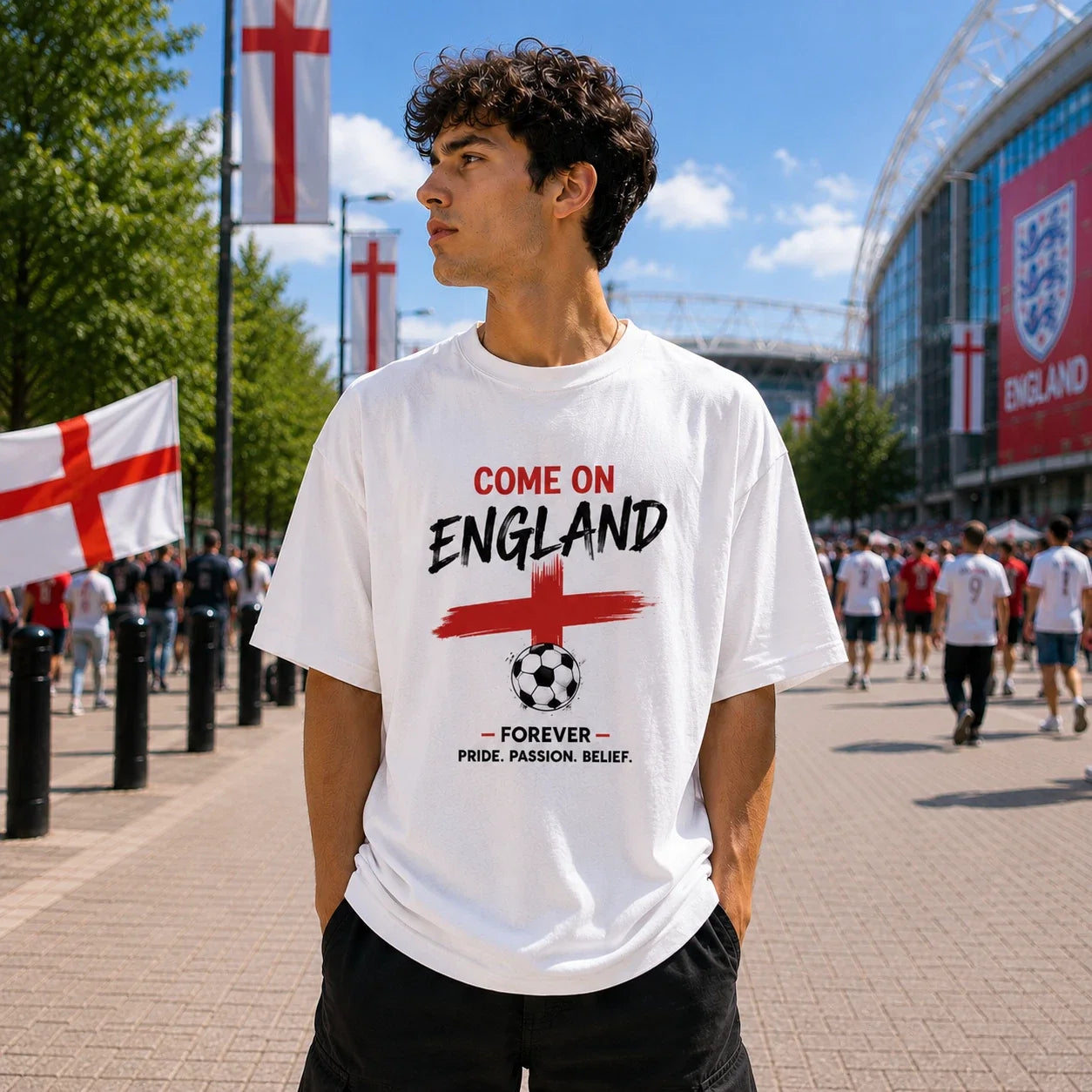 England Football Supporter T Shirt Come On England Gift Tee Unisex T-shirt, Sweatshirt, Hoodie, Long Sleeve Tee - T-Shirt, Sweatshirt, Hoodie