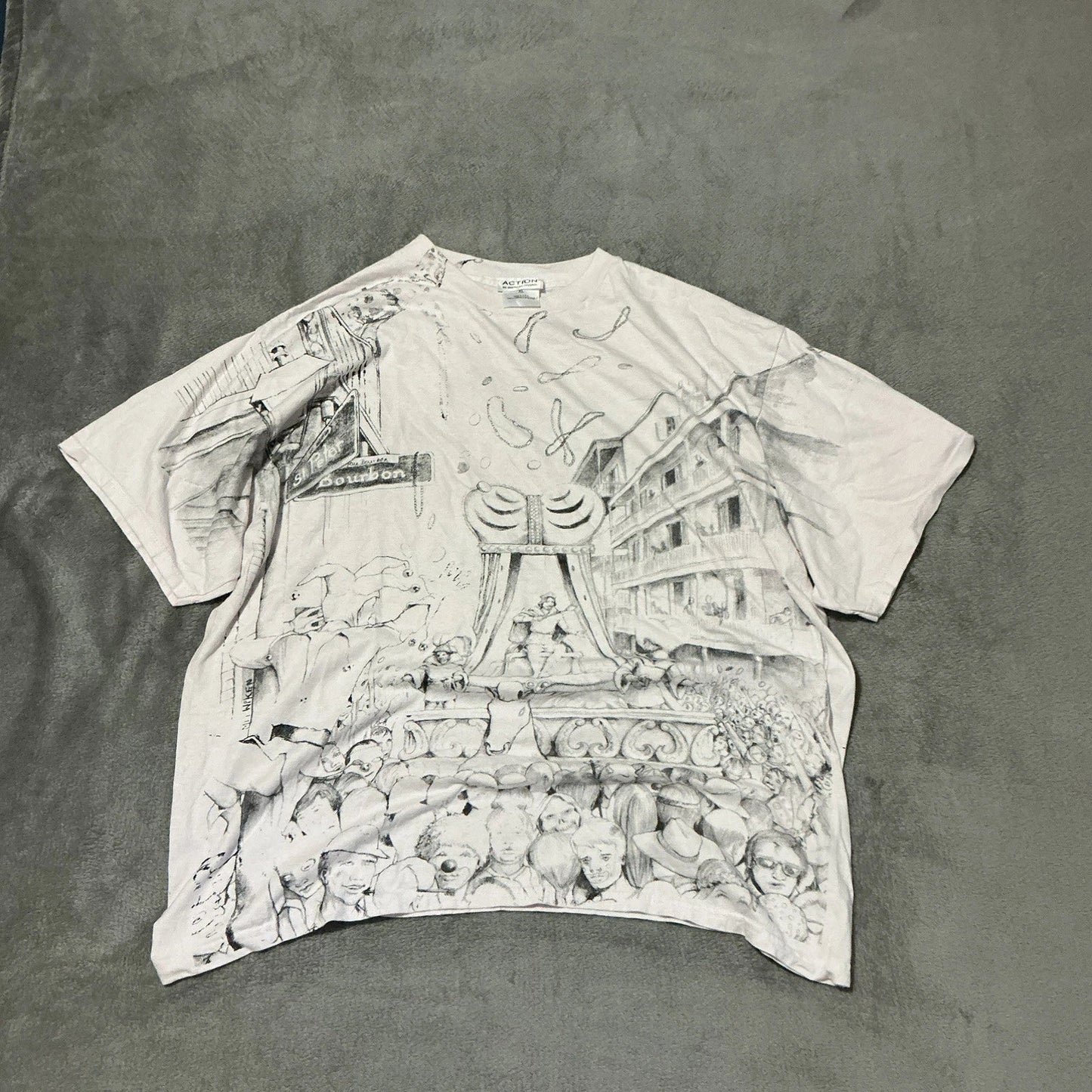 M.C. Escher Style Tee Shirt 90s All Over Print Bourbon Street XL Unisex T-shirt, Sweatshirt, Hoodie, Long Sleeve Tee - T-Shirt, Sweatshirt, Hoodie