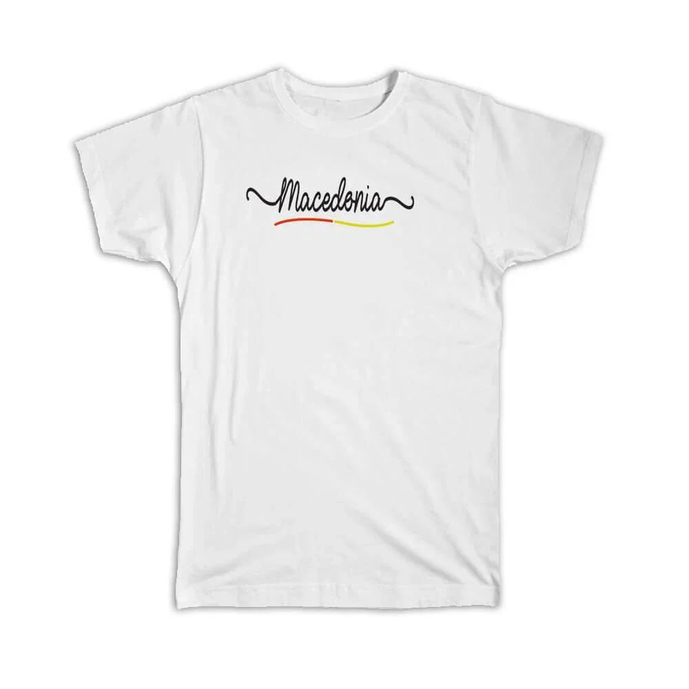 Gift T-Shirt : Macedonia Flag Colors Macedonian Travel Expat Country Minimalist Unisex T-shirt, Sweatshirt, Hoodie, Long Sleeve Tee - T-Shirt, Sweatshirt, Hoodie
