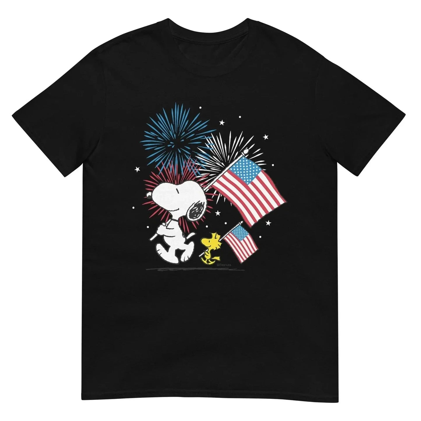Peanut Sno0py Woodstock American Flag Fireworks T-Shirt 4th of July Unisex Tee Unisex T-shirt, Sweatshirt, Hoodie, Long Sleeve Tee - T-Shirt, Sweatshirt, Hoodie
