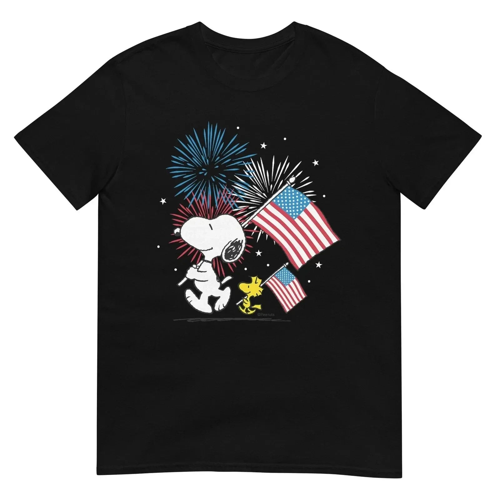 Peanut Sno0py Woodstock American Flag Fireworks T-Shirt 4th of July Unisex Tee Unisex T-shirt, Sweatshirt, Hoodie, Long Sleeve Tee - T-Shirt, Sweatshirt, Hoodie