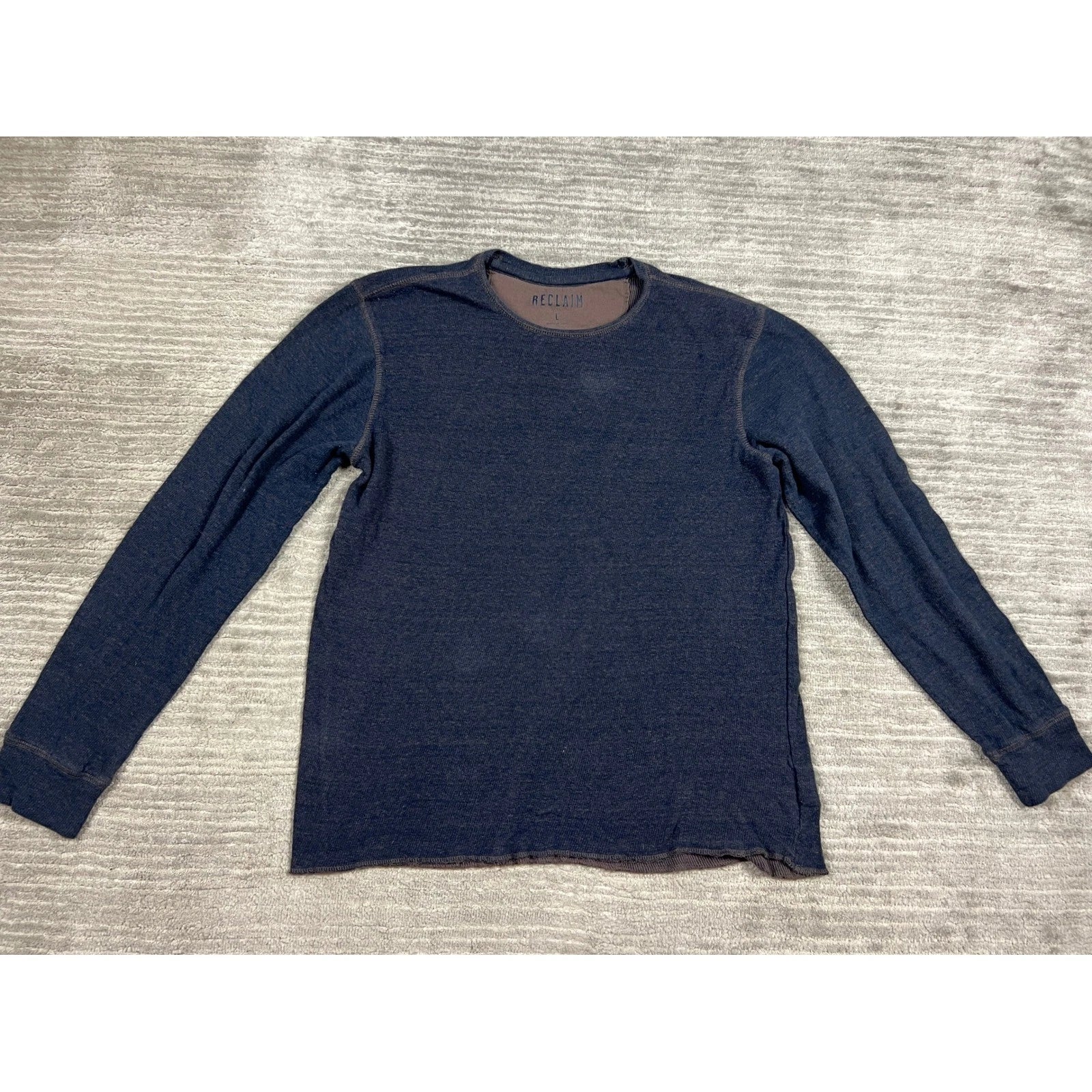 Reclaim Thermal Top Mens L Blue Waffle Knit Cotton Crew Neck Long Sleeve Shirt Unisex T-shirt, Sweatshirt, Hoodie, Long Sleeve Tee - T-Shirt, Sweatshirt, Hoodie