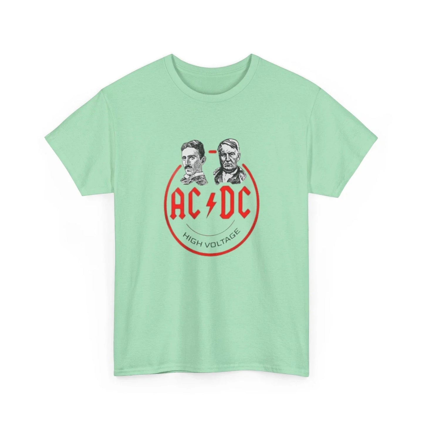 TESLA/EDISON AC/DC High Voltage Printed T-Shirt Clever  TESLA(AC) vs EDISON(DC) Unisex T-shirt, Sweatshirt, Hoodie, Long Sleeve Tee - T-Shirt, Sweatshirt, Hoodie