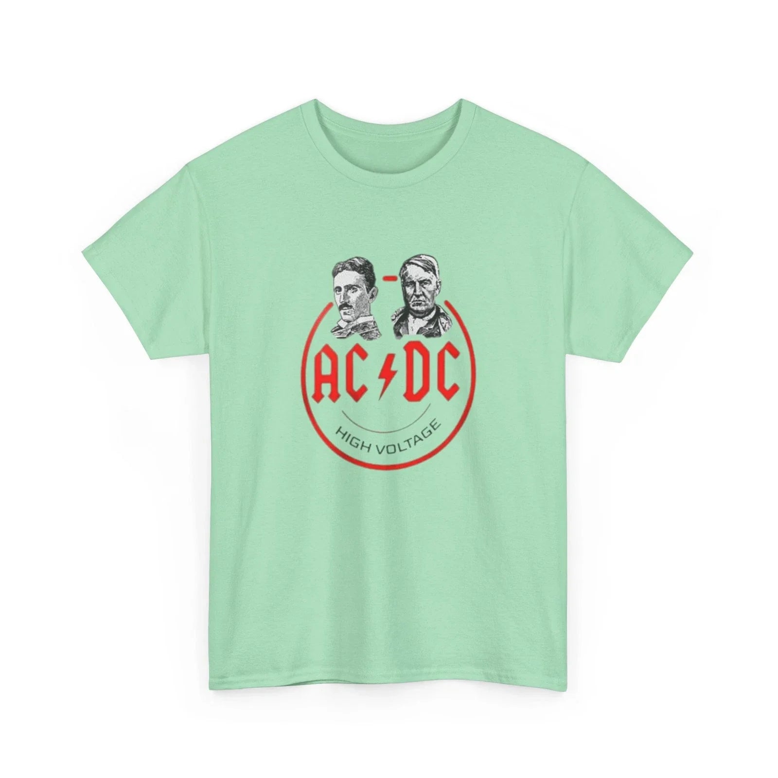 TESLA/EDISON AC/DC High Voltage Printed T-Shirt Clever  TESLA(AC) vs EDISON(DC) Unisex T-shirt, Sweatshirt, Hoodie, Long Sleeve Tee - T-Shirt, Sweatshirt, Hoodie