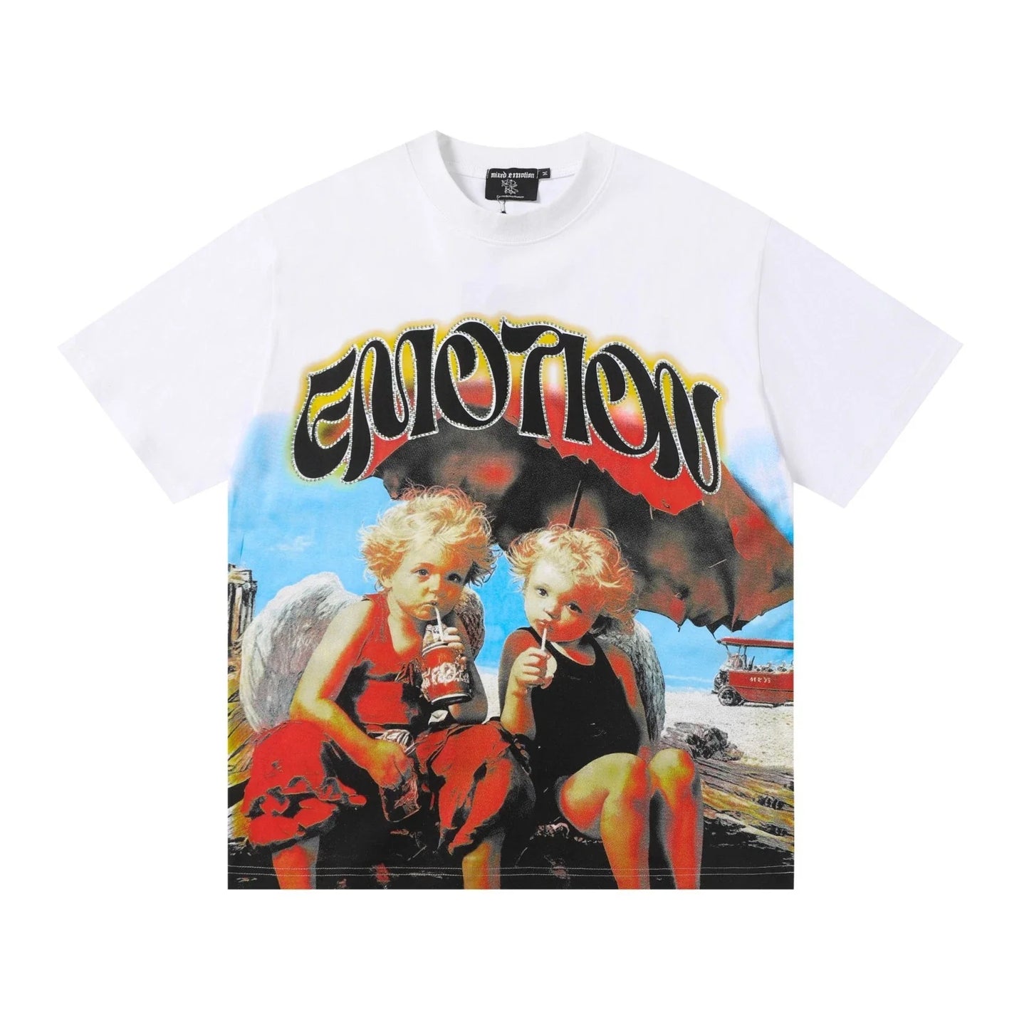 Mixed Emotio Graphic Tee Shirt white Short Sleeve S-M-L-XL Unisex T-shirt, Sweatshirt, Hoodie, Long Sleeve Tee - T-Shirt, Sweatshirt, Hoodie