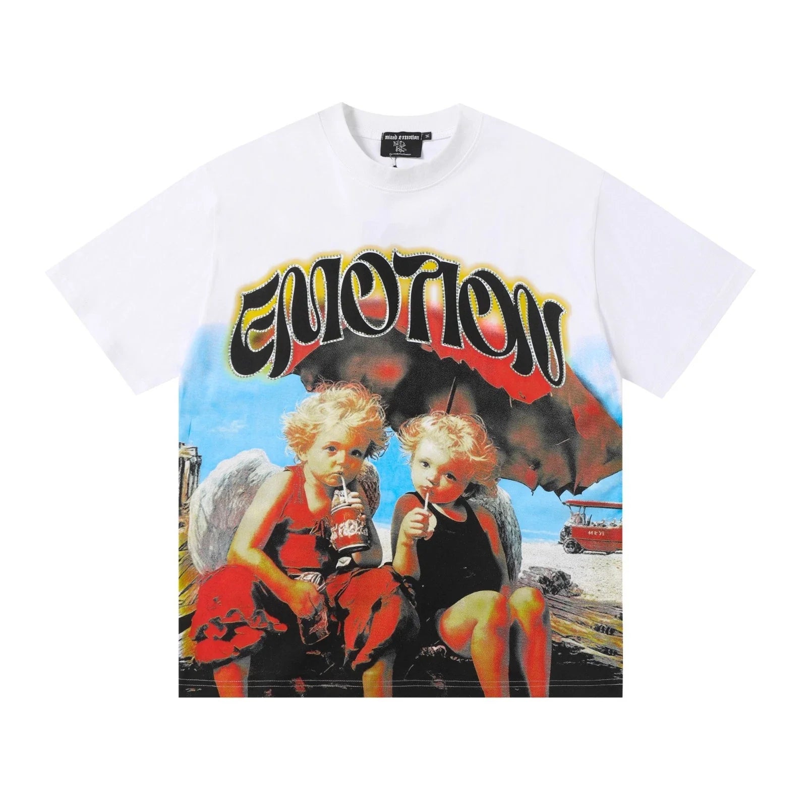 Mixed Emotio Graphic Tee Shirt white Short Sleeve S-M-L-XL Unisex T-shirt, Sweatshirt, Hoodie, Long Sleeve Tee - T-Shirt, Sweatshirt, Hoodie