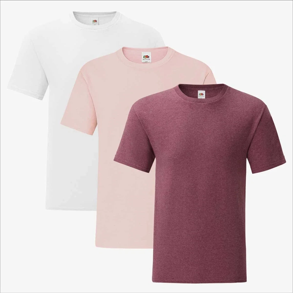 Mens 3 Pack T-shirt Fruit of the Loom | Pastel Soft Tones & Essential Plain Unisex T-shirt, Sweatshirt, Hoodie, Long Sleeve Tee - T-Shirt, Sweatshirt, Hoodie