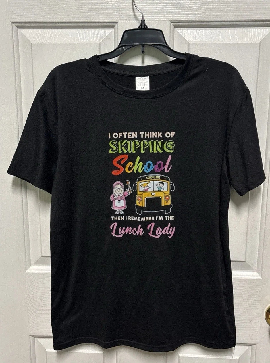 Funny Lunch Lady Graphic Tee - 100% Cotton, Stretchy & Breathable, Casual Medium Unisex T-shirt, Sweatshirt, Hoodie, Long Sleeve Tee - T-Shirt, Sweatshirt, Hoodie