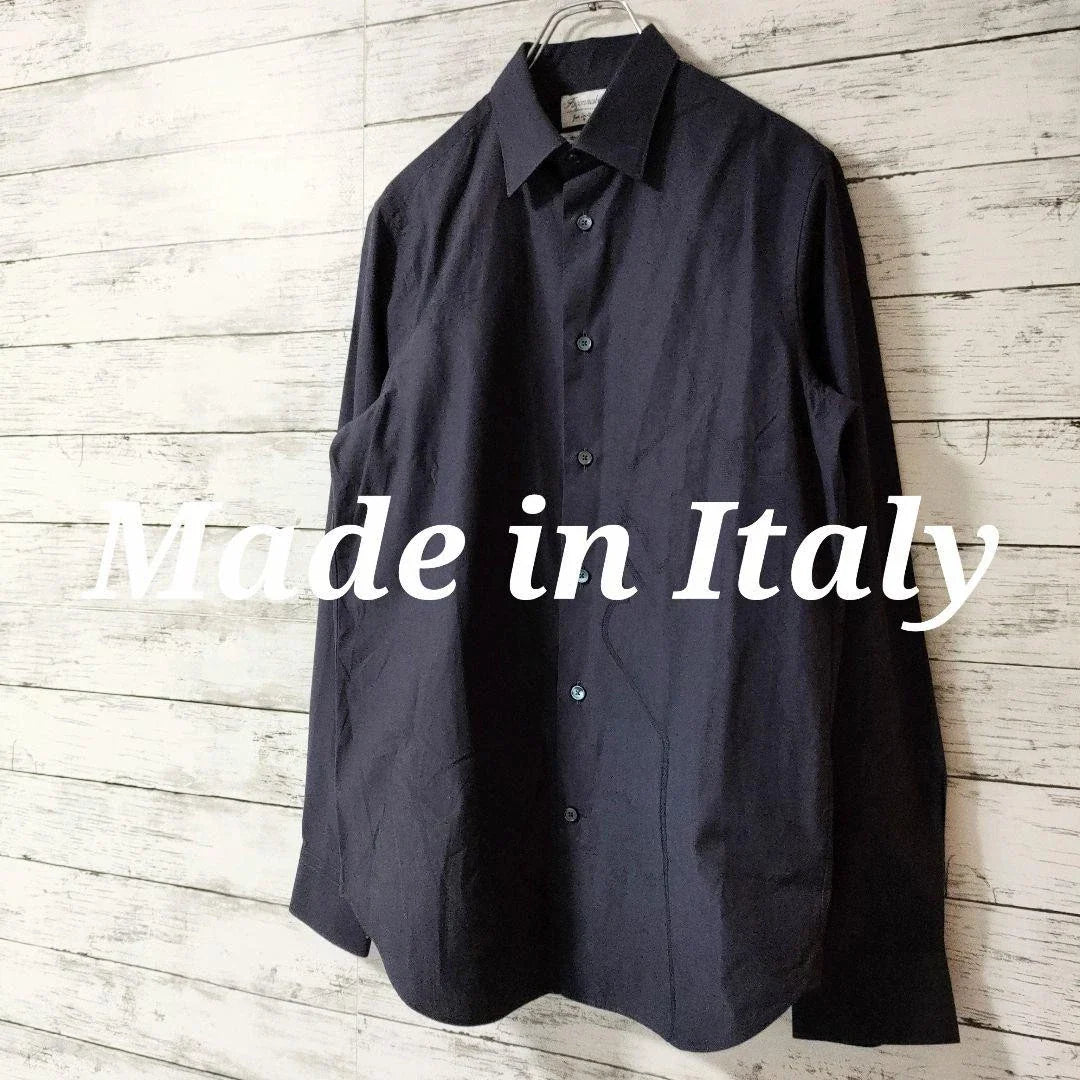 Stylish Italian Long Sleeve Dress Shirt M Navy Floral Design Unisex T-shirt, Sweatshirt, Hoodie, Long Sleeve Tee - T-Shirt, Sweatshirt, Hoodie