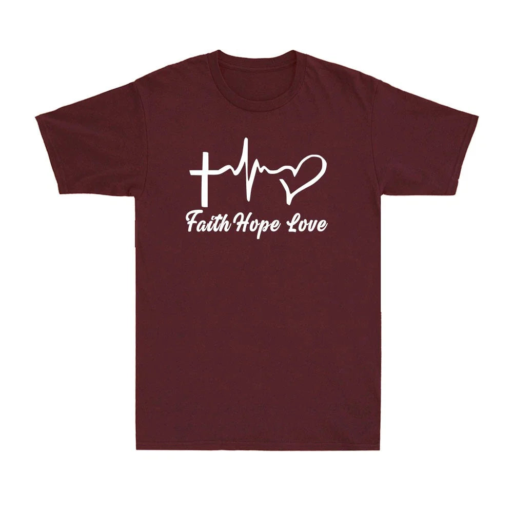 Faith Hope Love Jesus Cross Christian Christ Funny Gift Men's Cotton T-Shirt Unisex T-shirt, Sweatshirt, Hoodie, Long Sleeve Tee - T-Shirt, Sweatshirt, Hoodie