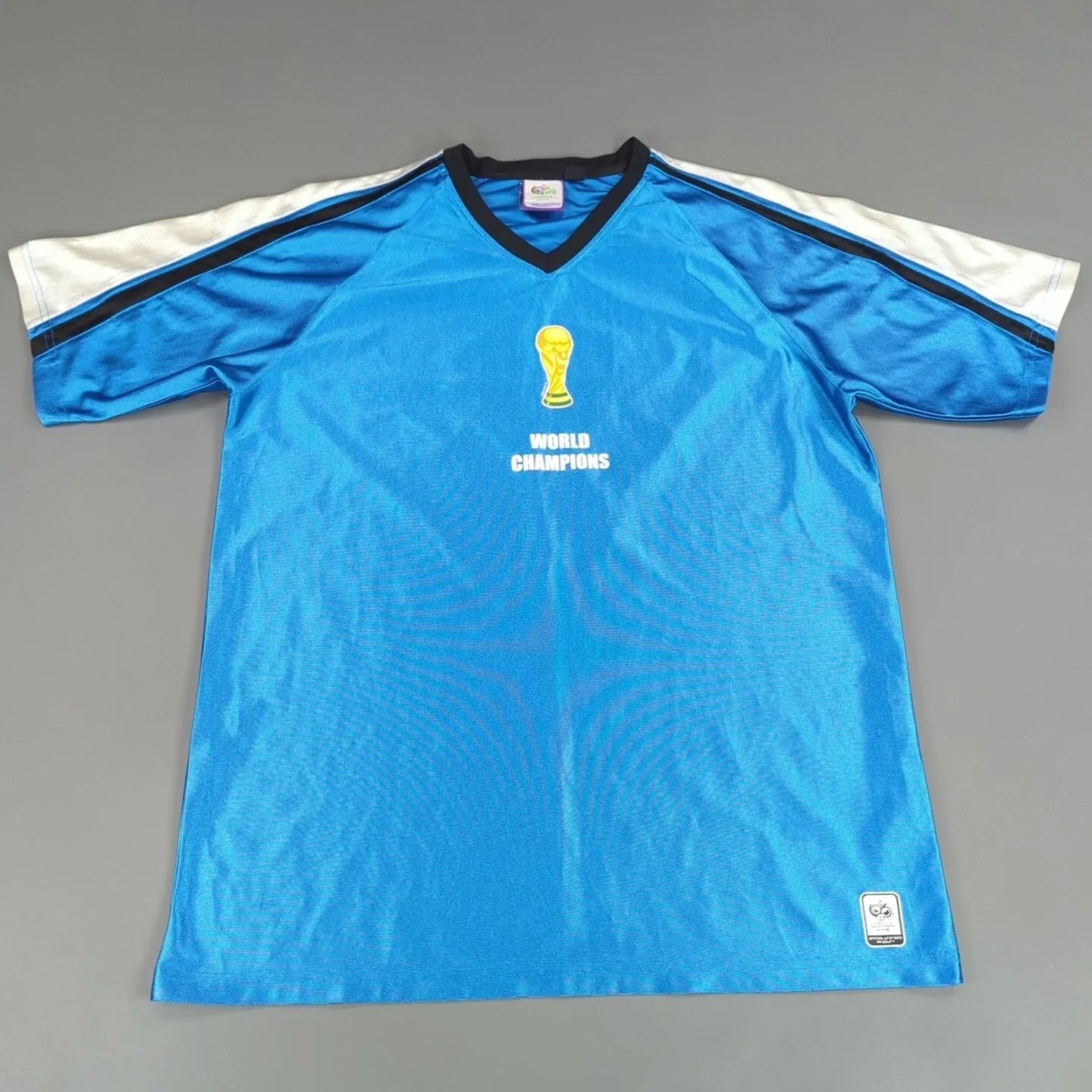 World Cup Germany 2006 Promo Jersey Mens Large Blue Soccer Football Y2K Retro Unisex T-shirt, Sweatshirt, Hoodie, Long Sleeve Tee - T-Shirt, Sweatshirt, Hoodie