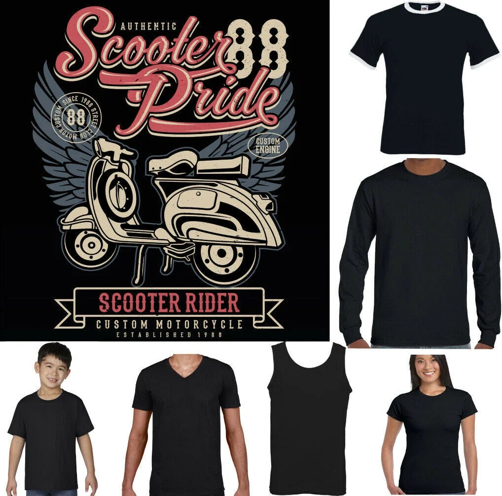 SCOOTER T-SHIRT Mens Pride Funny MOD Lambretta Vespa Paul Weller Bike Logo Top Unisex T-shirt, Sweatshirt, Hoodie, Long Sleeve Tee - T-Shirt, Sweatshirt, Hoodie