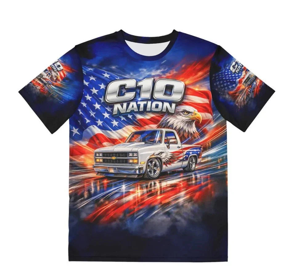 C10 Nation Shirt Patriotic Truck Tee American Flag Eagle Art Shirt Chevy C10 Pic Unisex T-shirt, Sweatshirt, Hoodie, Long Sleeve Tee - T-Shirt, Sweatshirt, Hoodie