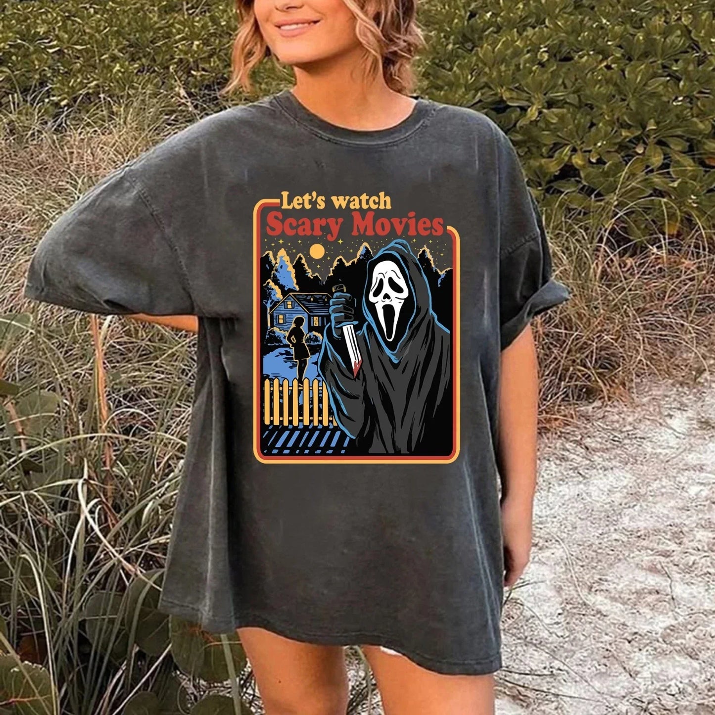 Retro Let's Watch Scary Movie Tee, Vintage Ghost Face Scream Tee, 30 Anniversary Unisex T-shirt, Sweatshirt, Hoodie, Long Sleeve Tee - T-Shirt, Sweatshirt, Hoodie