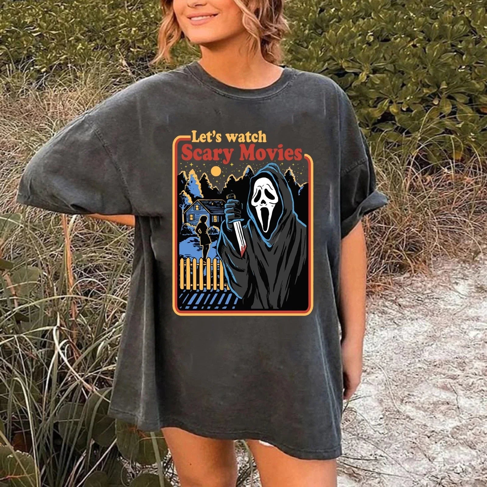 Retro Let's Watch Scary Movie Tee, Vintage Ghost Face Scream Tee, 30 Anniversary Unisex T-shirt, Sweatshirt, Hoodie, Long Sleeve Tee - T-Shirt, Sweatshirt, Hoodie