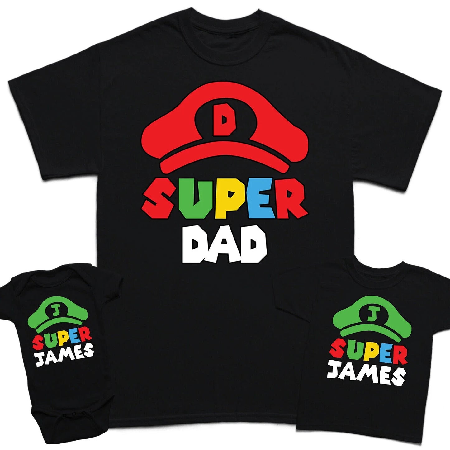 Personalised Super Dad Fathers Day Son Kids Baby Matching T-Shirts Top #FD Unisex T-shirt, Sweatshirt, Hoodie, Long Sleeve Tee - T-Shirt, Sweatshirt, Hoodie