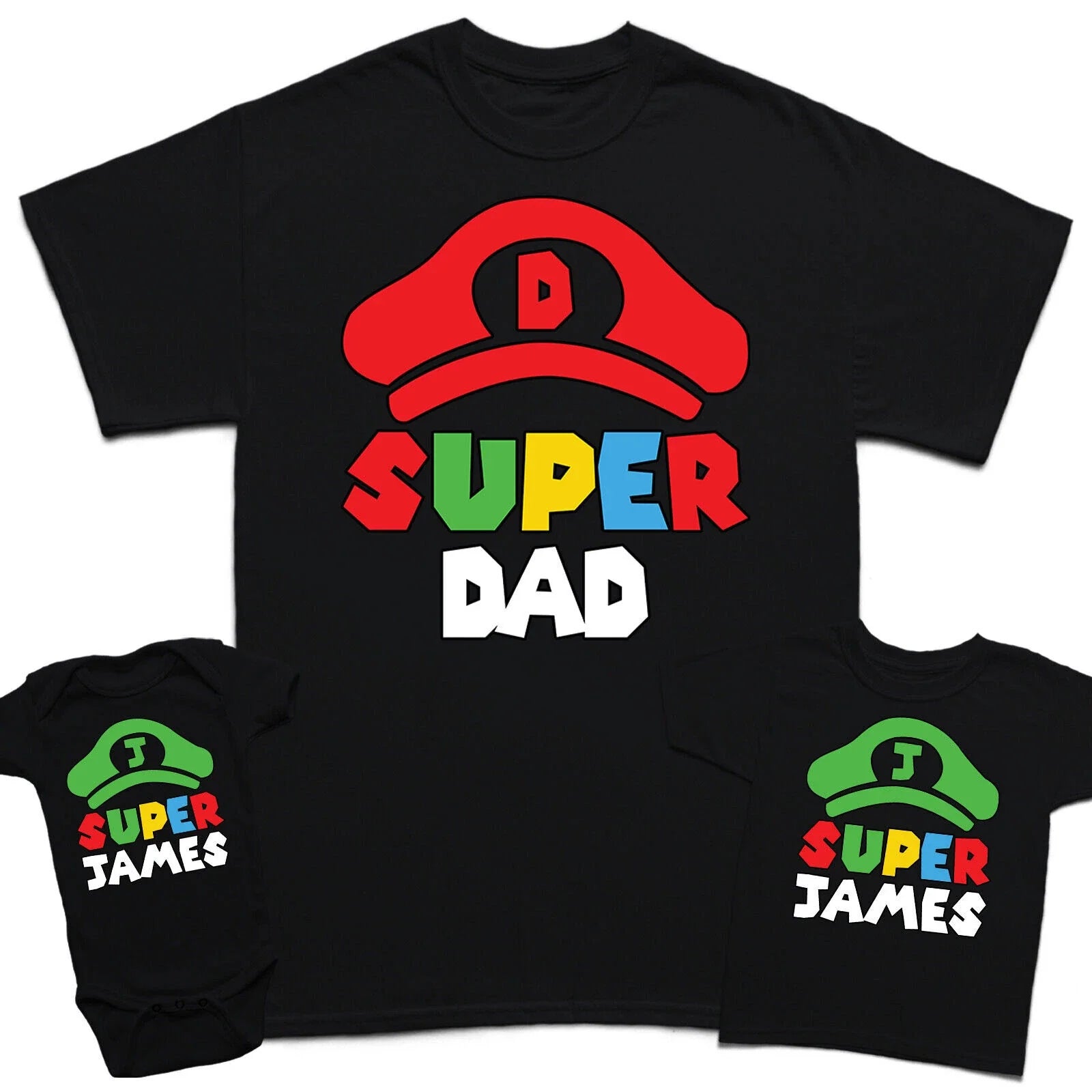 Personalised Super Dad Fathers Day Son Kids Baby Matching T-Shirts Top #FD Unisex T-shirt, Sweatshirt, Hoodie, Long Sleeve Tee - T-Shirt, Sweatshirt, Hoodie