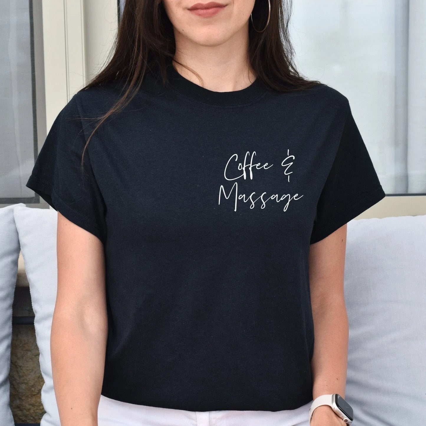 coffee and massage pocket Unisex T-shirt Black Navy Dark Heather Unisex T-shirt, Sweatshirt, Hoodie, Long Sleeve Tee - T-Shirt, Sweatshirt, Hoodie