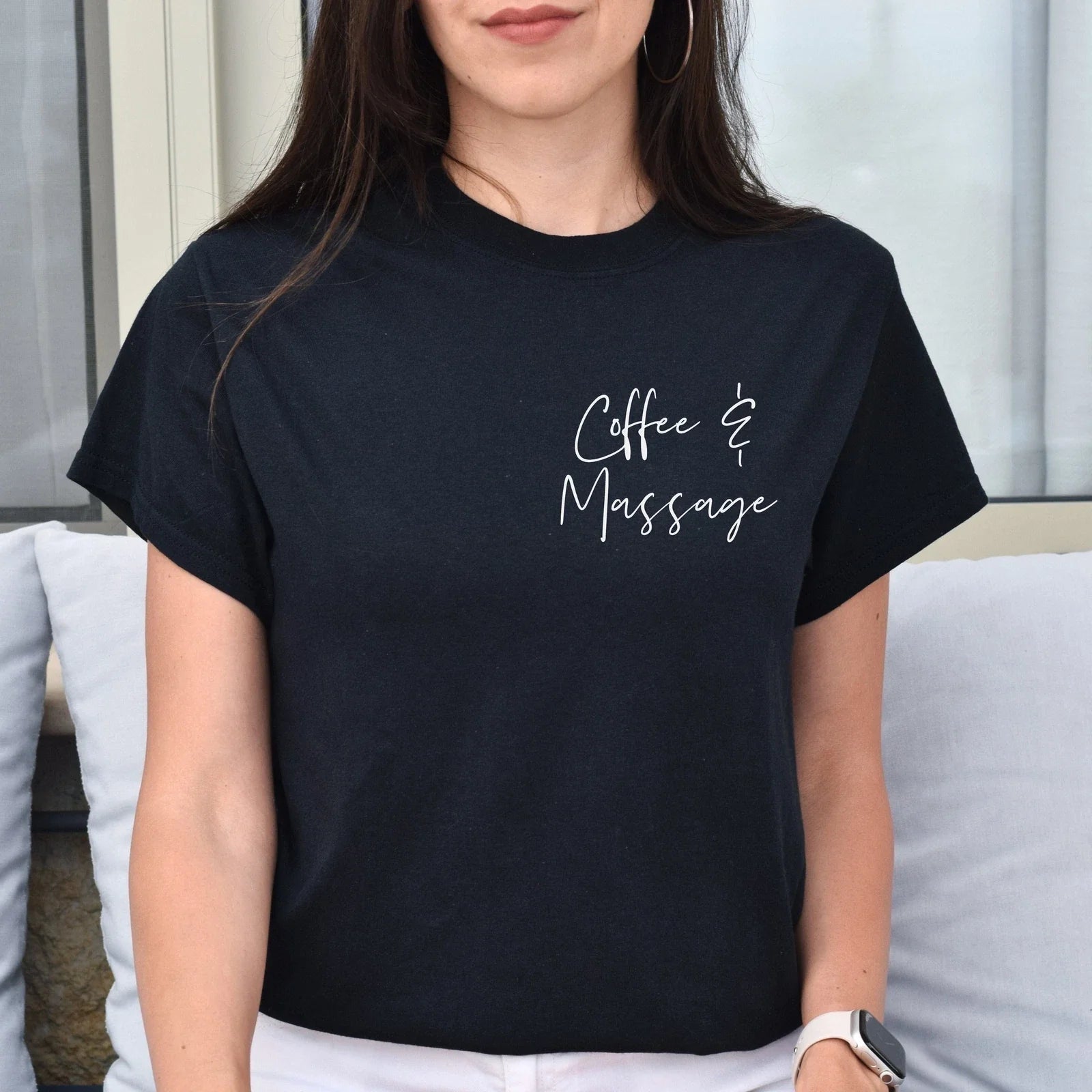 coffee and massage pocket Unisex T-shirt Black Navy Dark Heather Unisex T-shirt, Sweatshirt, Hoodie, Long Sleeve Tee - T-Shirt, Sweatshirt, Hoodie