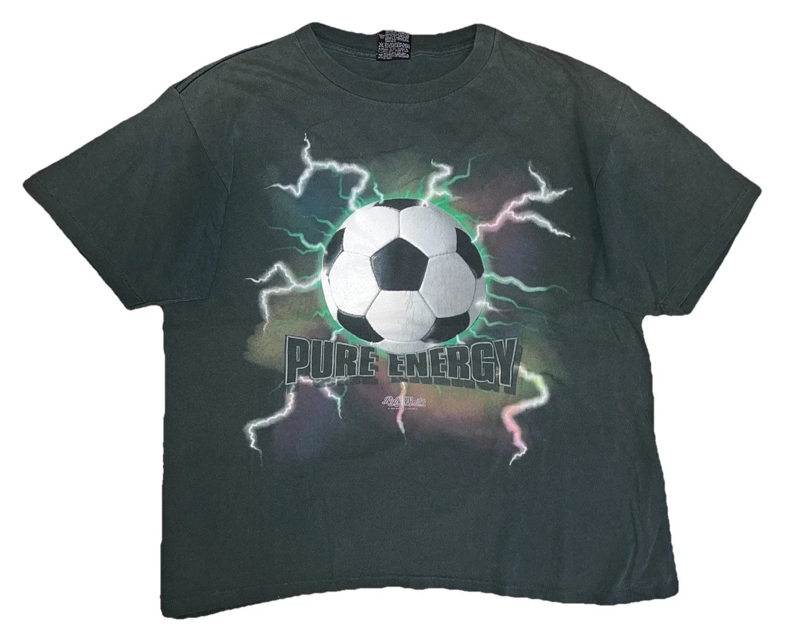 Vtg 90s Big Ball Sports Pure Energy Soccer Lightning Faded Green T Shirt Large Unisex T-shirt, Sweatshirt, Hoodie, Long Sleeve Tee - T-Shirt, Sweatshirt, Hoodie